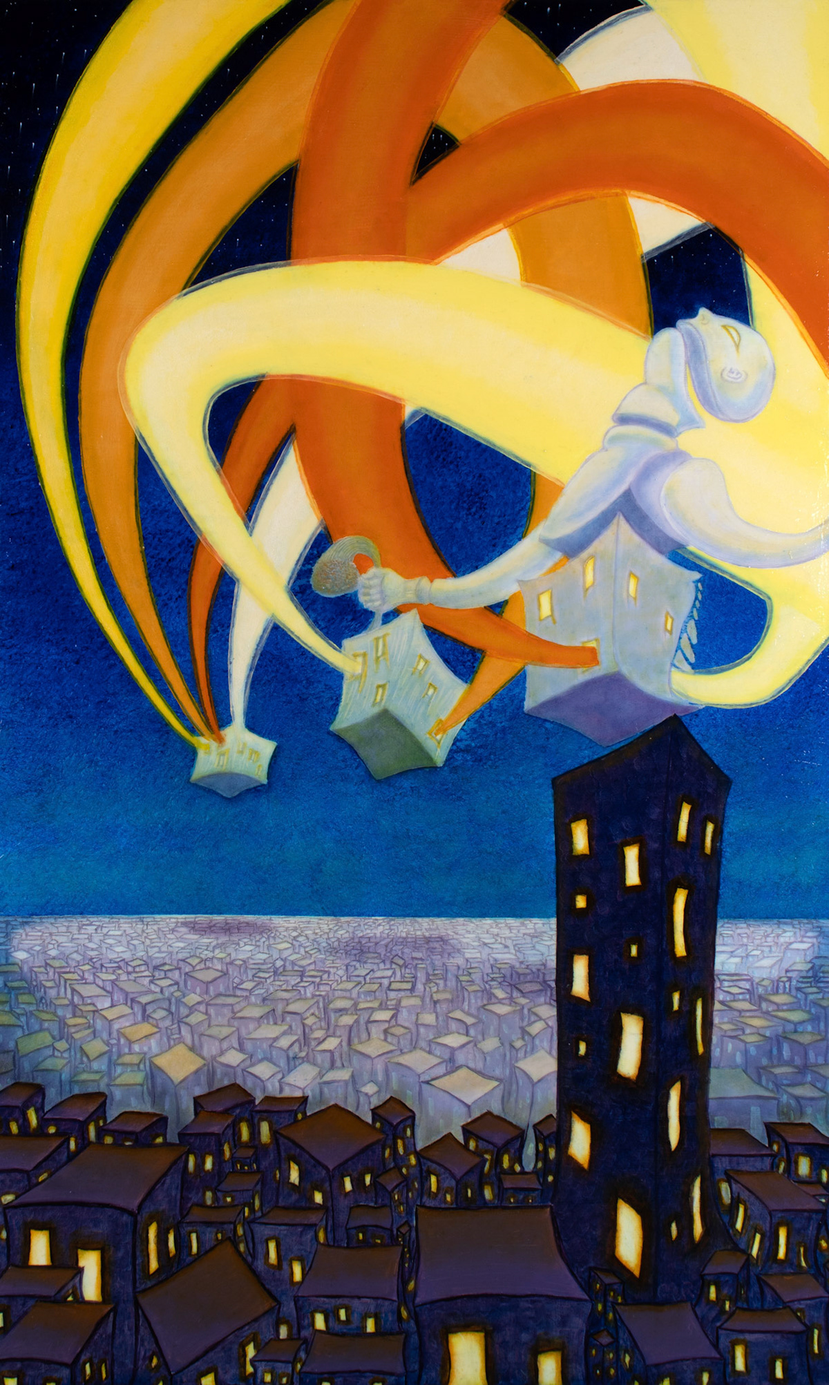 © Kevin Carroll | Sacrifice of the City | 39” x 24” | Oil on board | 2024