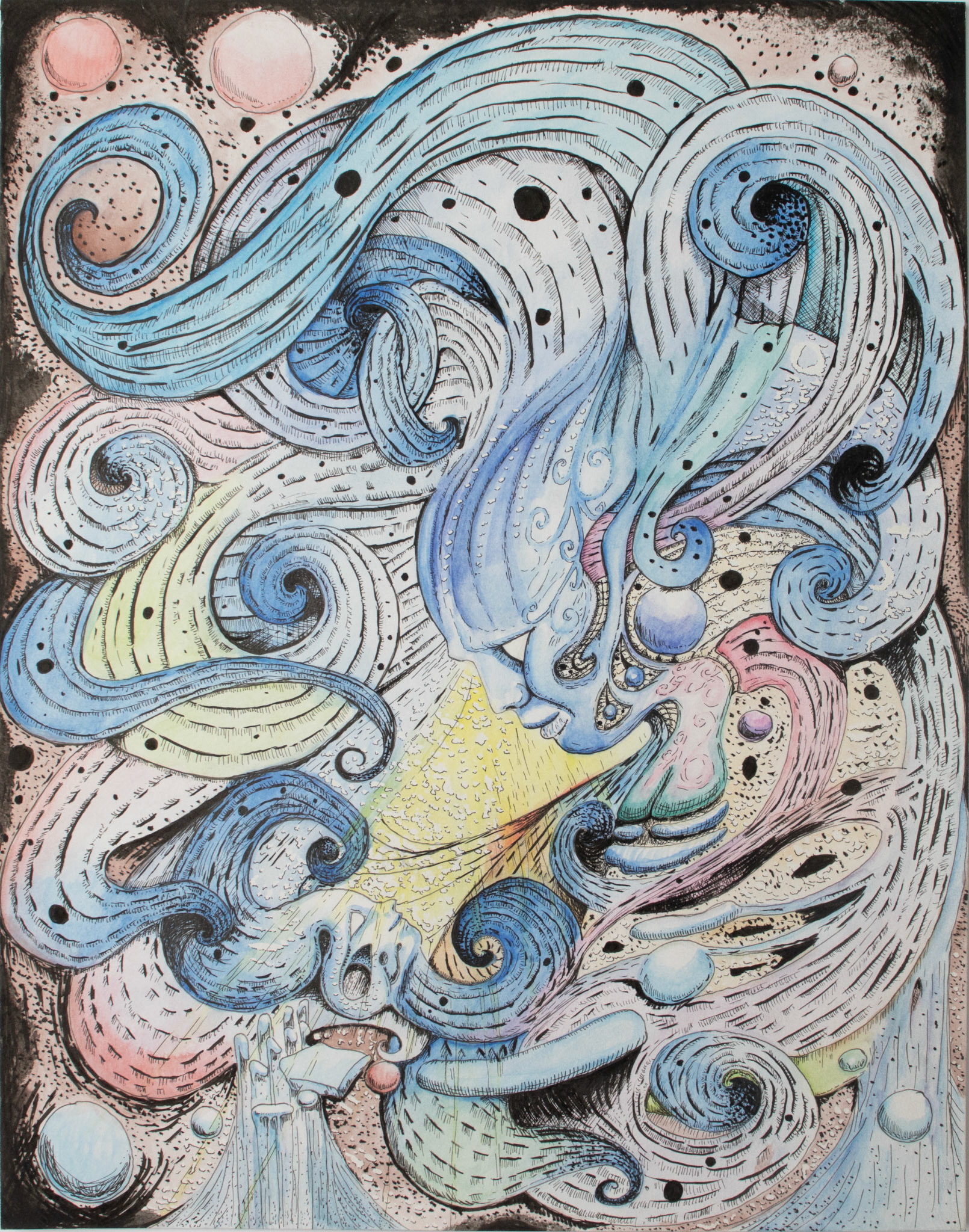 © Kevin Carroll | Birth of a Celestial 1 | 14” x 11” | Ink and watercolor on paper | 2017
