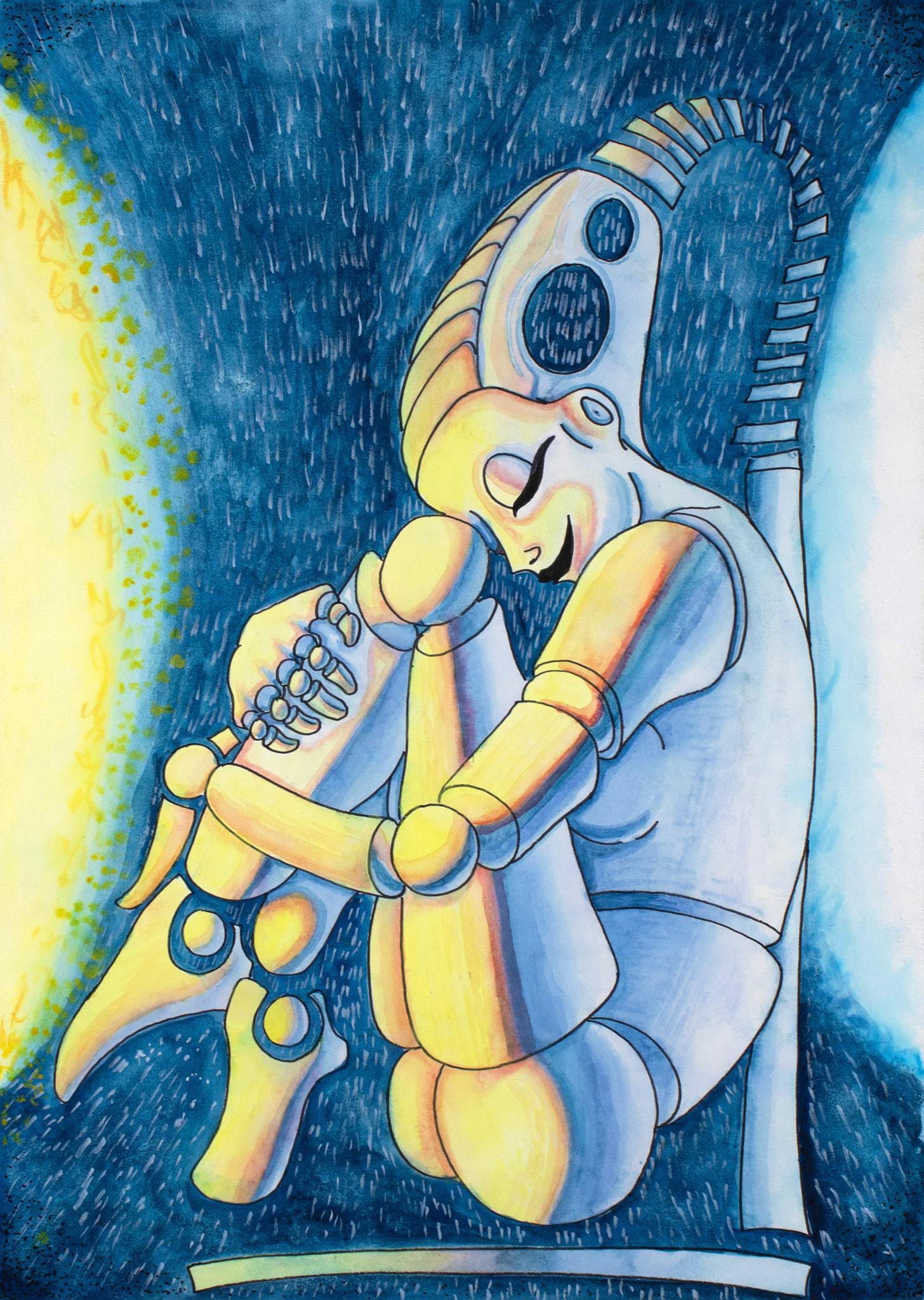 © Kevin Carroll | Celestial Adrift | 24” x 19” | Watercolor &amp; Ink | 2024