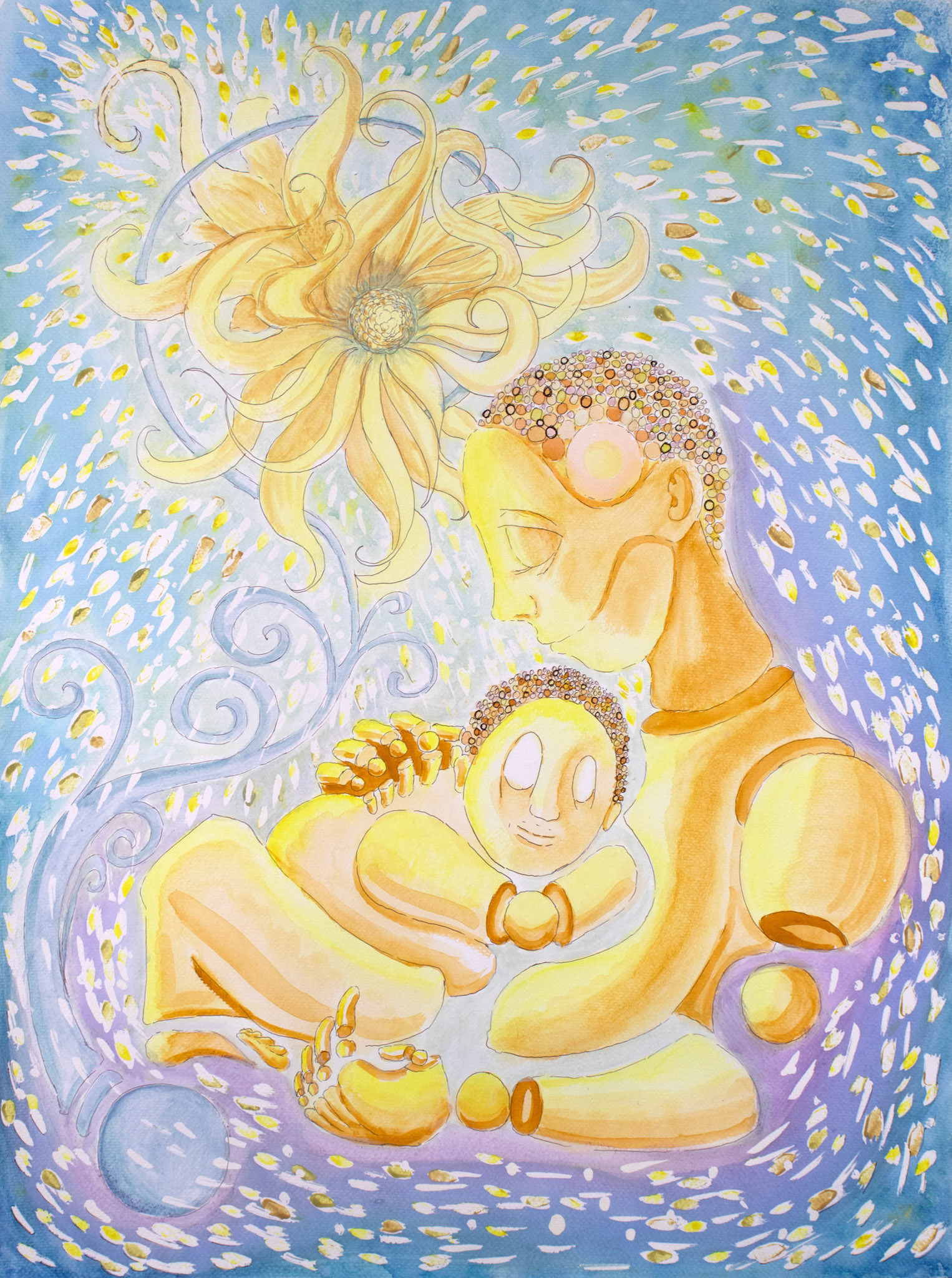 © Kevin Carroll | Celestial Mother | 24” x 19” | Watercolor &amp; Ink | 2024