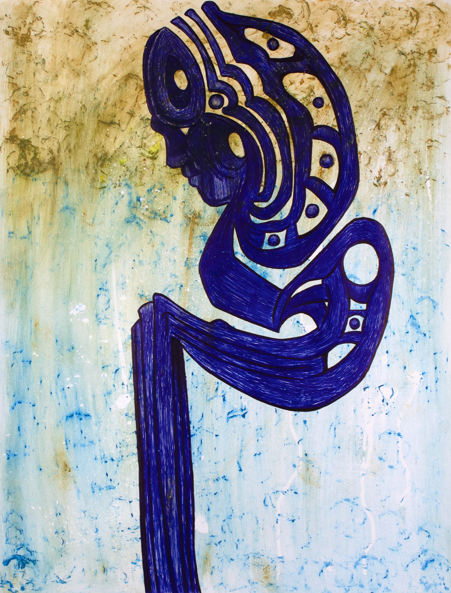 © Kevin Carroll | Aiden's Work 4 | 24” x 19” | Ballpoint Pen &amp; Watercolor | 2024