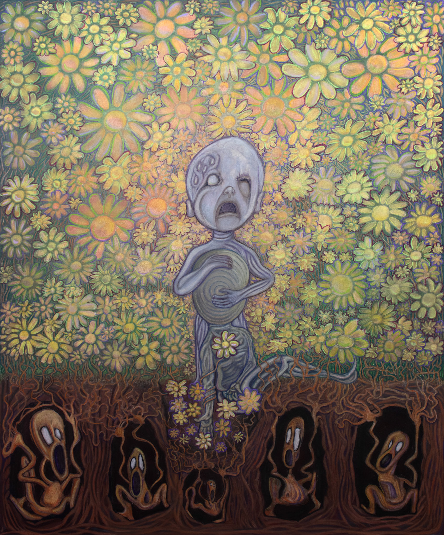 © Kevin Carroll | I Can't See His Face Anymore/He's In a Better Place | 30" x 24" | Soft pastel on board | 2025