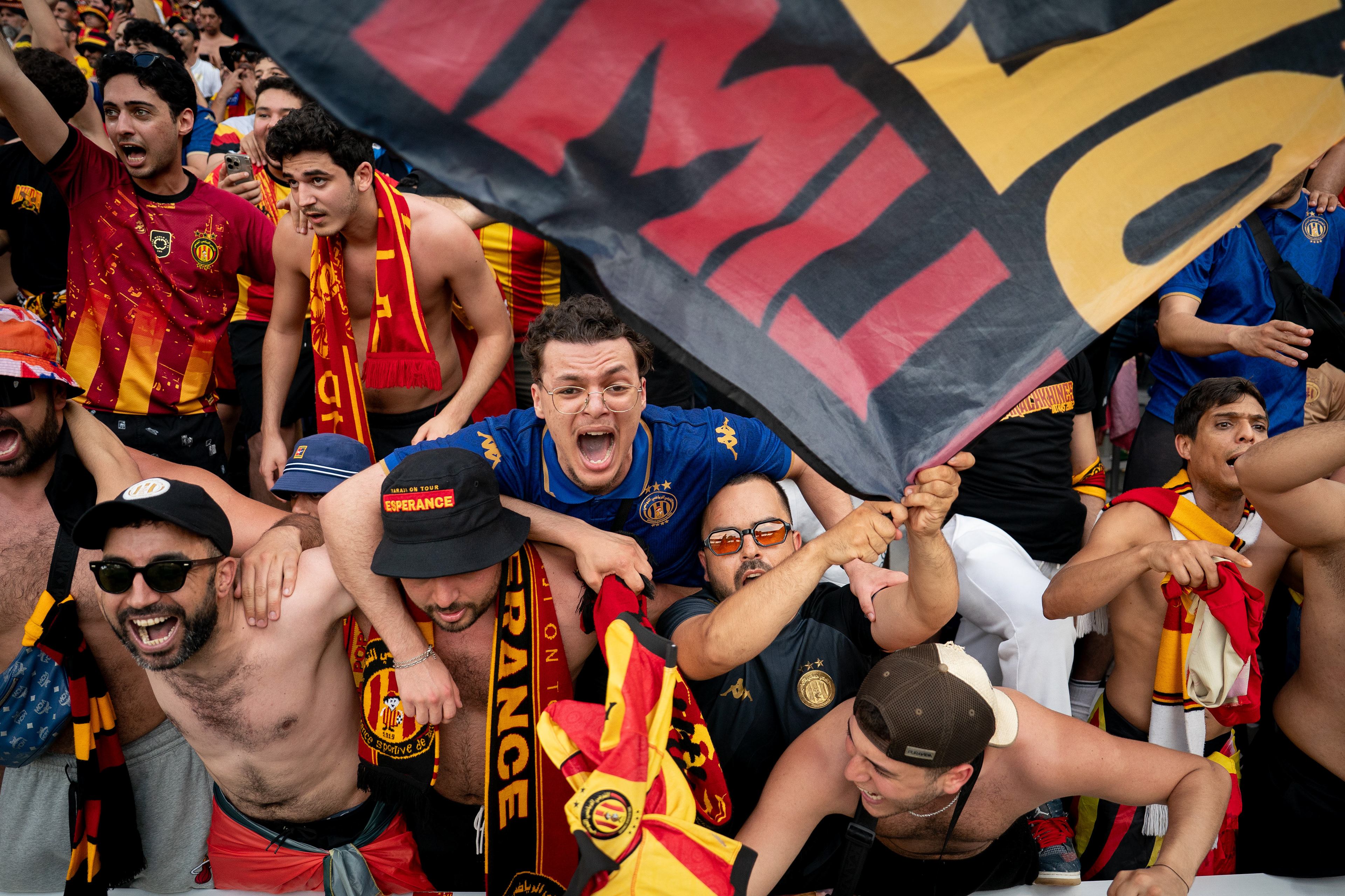 Esperance Sportive De Tunisie fans celebrate their 1-0 win over LAFC in a FIFA Club World Cup Match at Geodis Park in Nashville, Tenn., Friday, June 20, 2025.