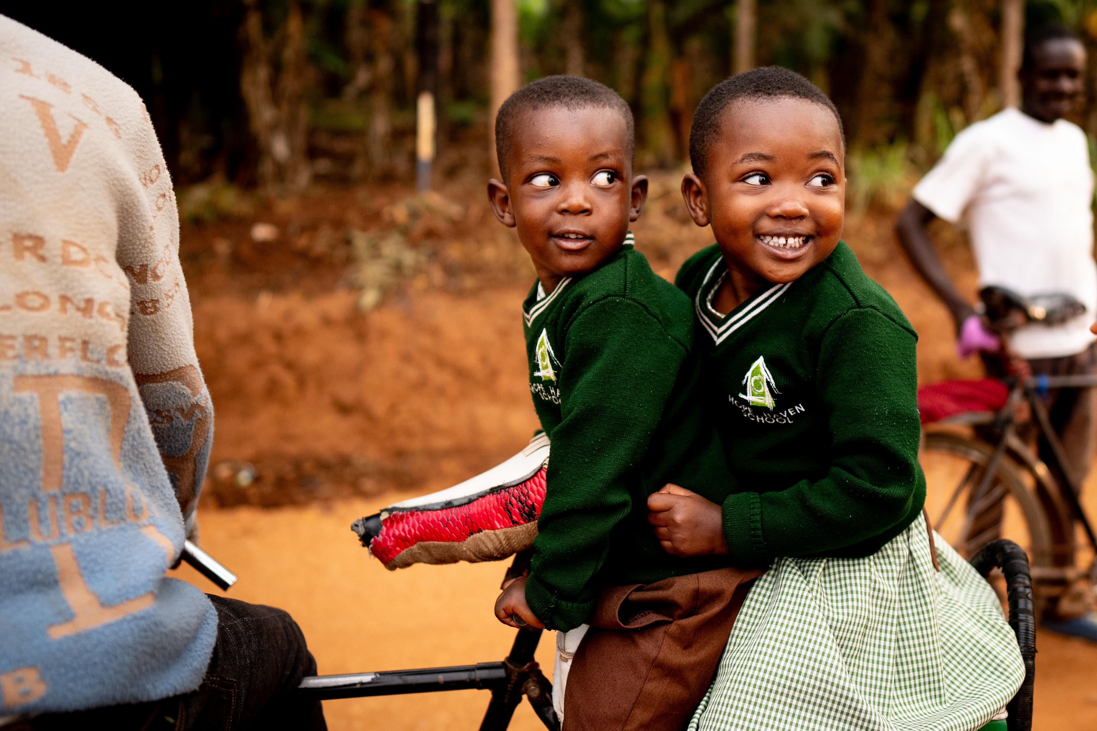 Primary students arrive for the day at the Hope Haven School near the Murindi Villiage in Kigali, Rwanda, Monday, March 3, 2025.