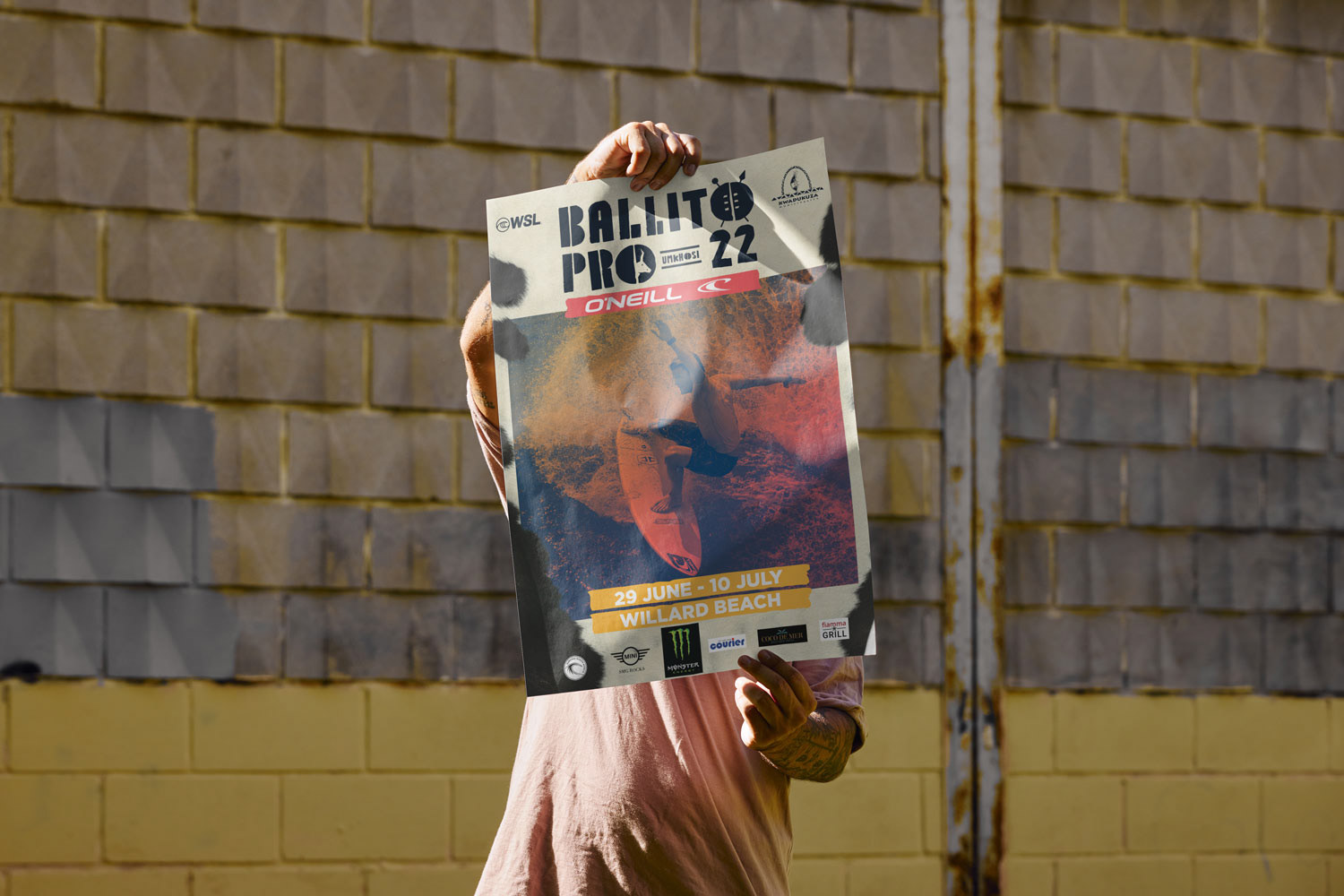 Event branding package for the Ballito Pro presented bu O'Neill brand – logo, typography,poster and color palette