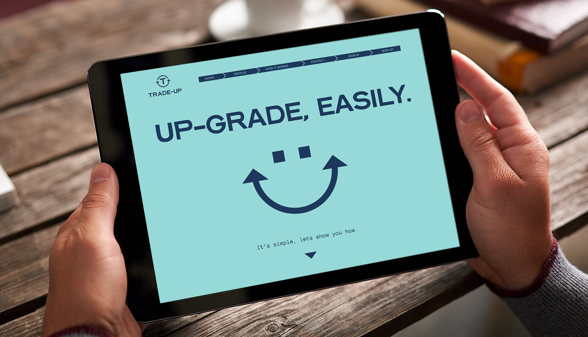 full brand identity package for the trade-up – logo, typography, identity, illustration, poster, website