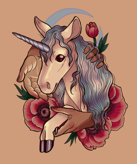 Neotraditional Tattoo-Style Unicorn