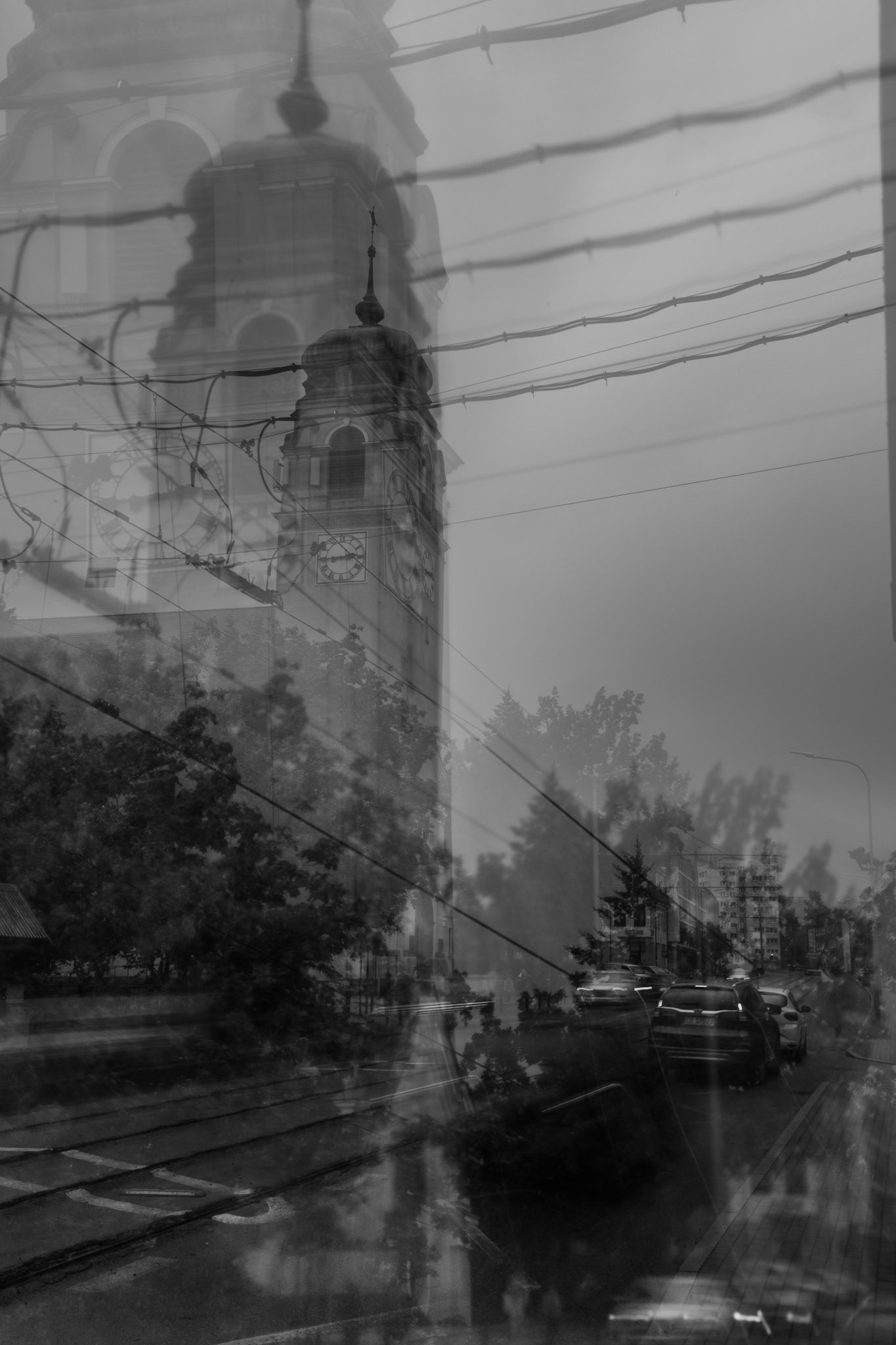 A photography of neo-gothic church in Gdańsk made in ICM technique