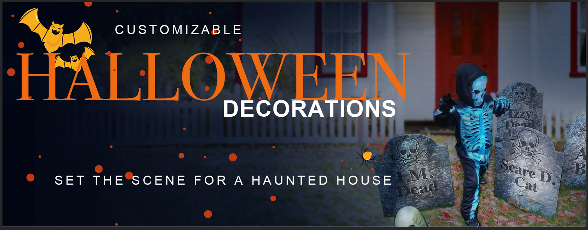Promo web banner for holiday decorations. Created on PSD.