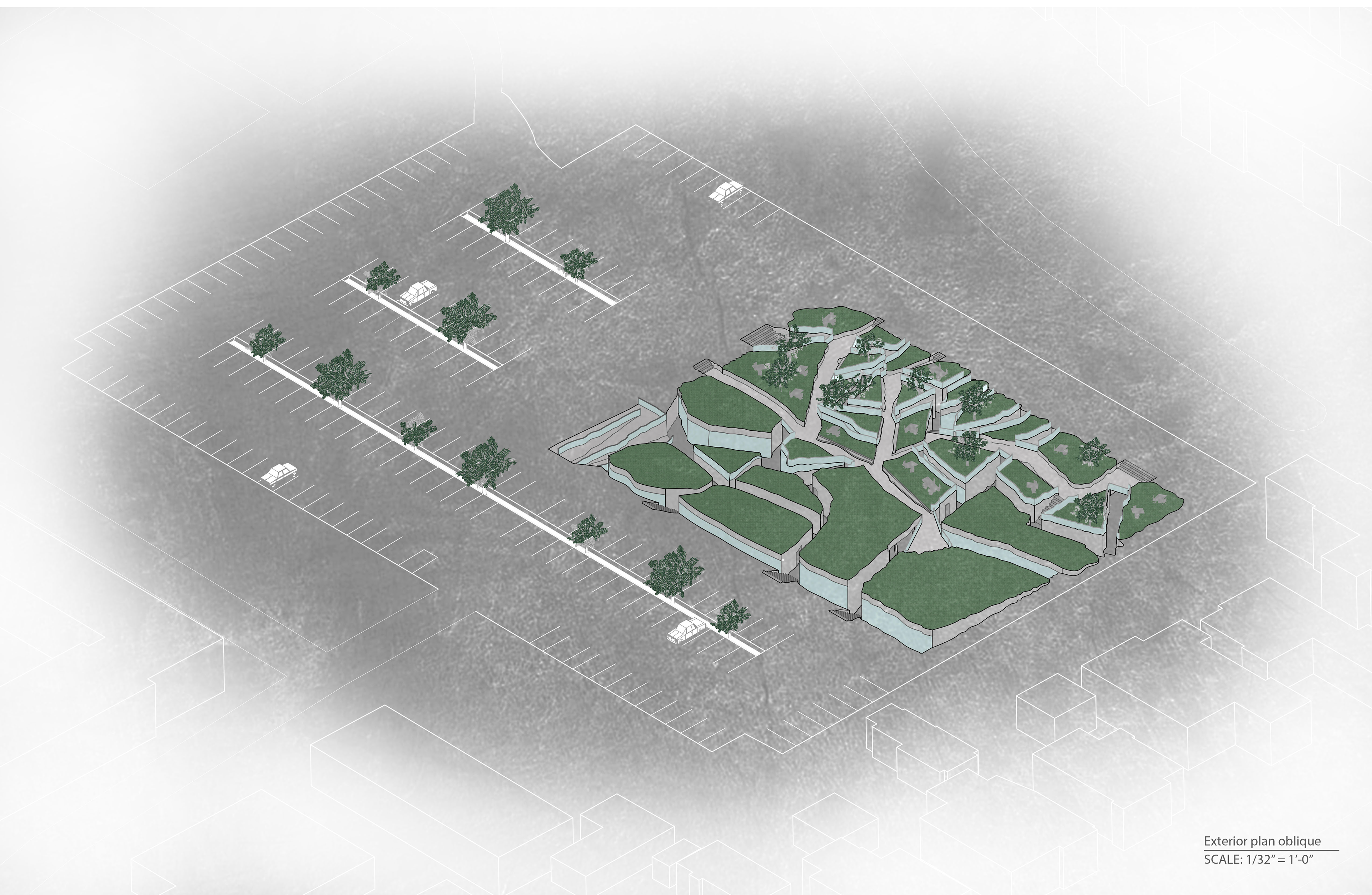 Exterior Plan Oblique of Dormitory
