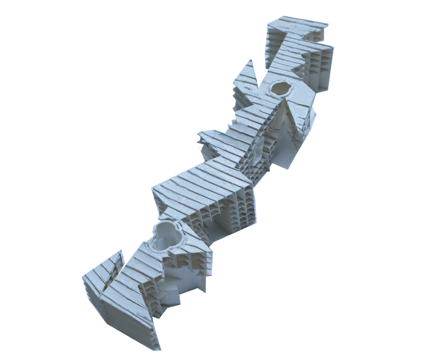 Experimental Waffle Model Made with Museum Board by Using the Laser Cutter 3D Printed Pieces