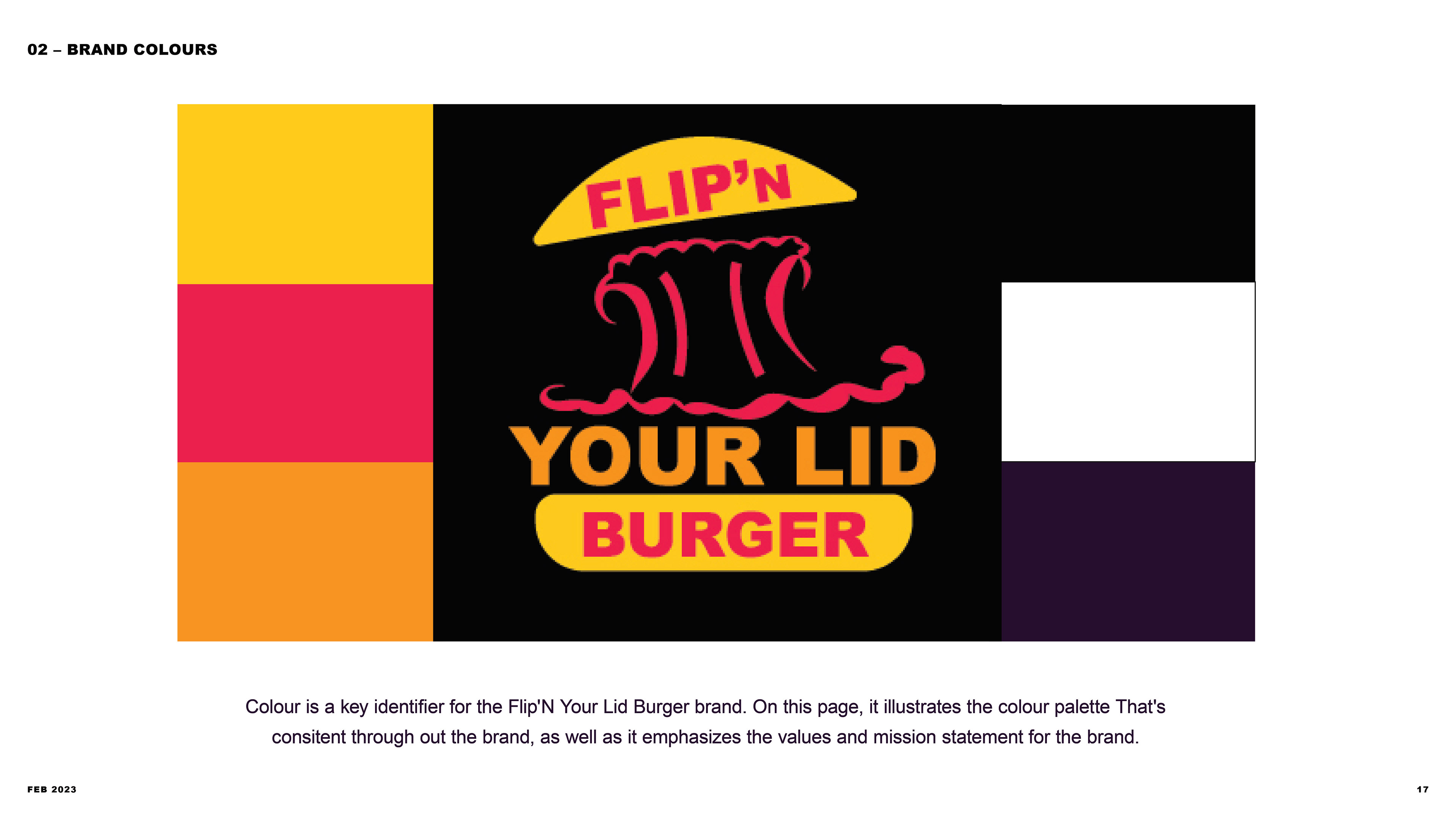 This slide of the presentation shows what the colours of the brand will be.