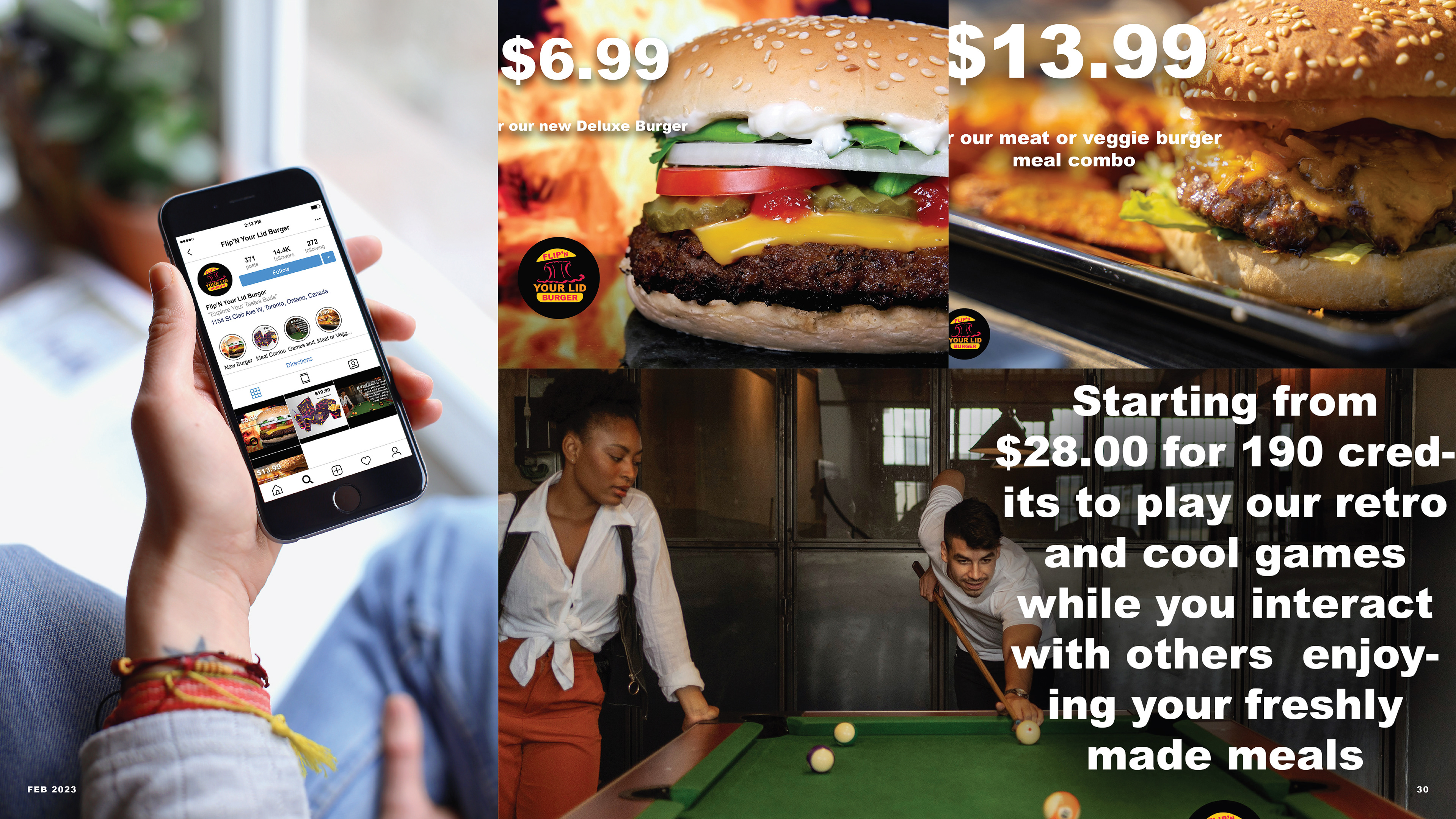 This slide of the presentation showcases the ads I created for Flip'N Your Lid Burger.