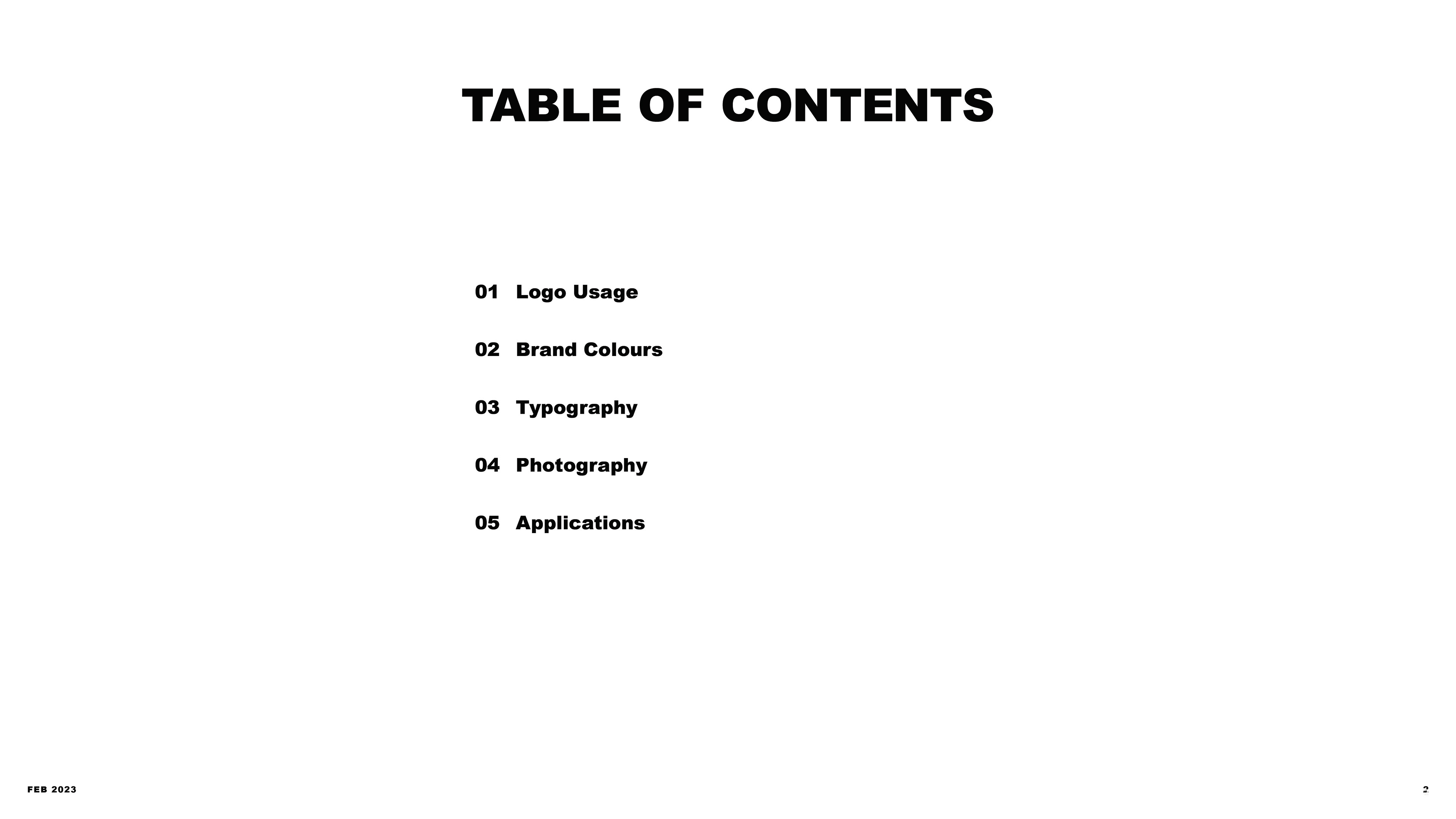 This slide of the presentation is the table of contents.