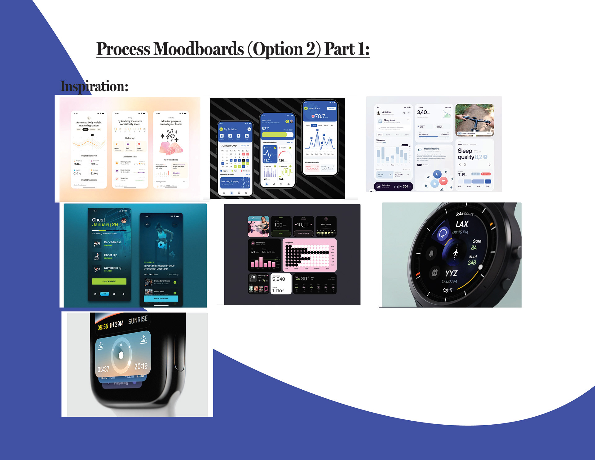 Moodboard inspiration part 1 for Option 2 for some ideas to improve the app and to maybe have the app on the stopwatch