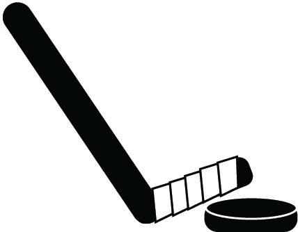 This is a vector image of a hockey stick with a hockey puck.