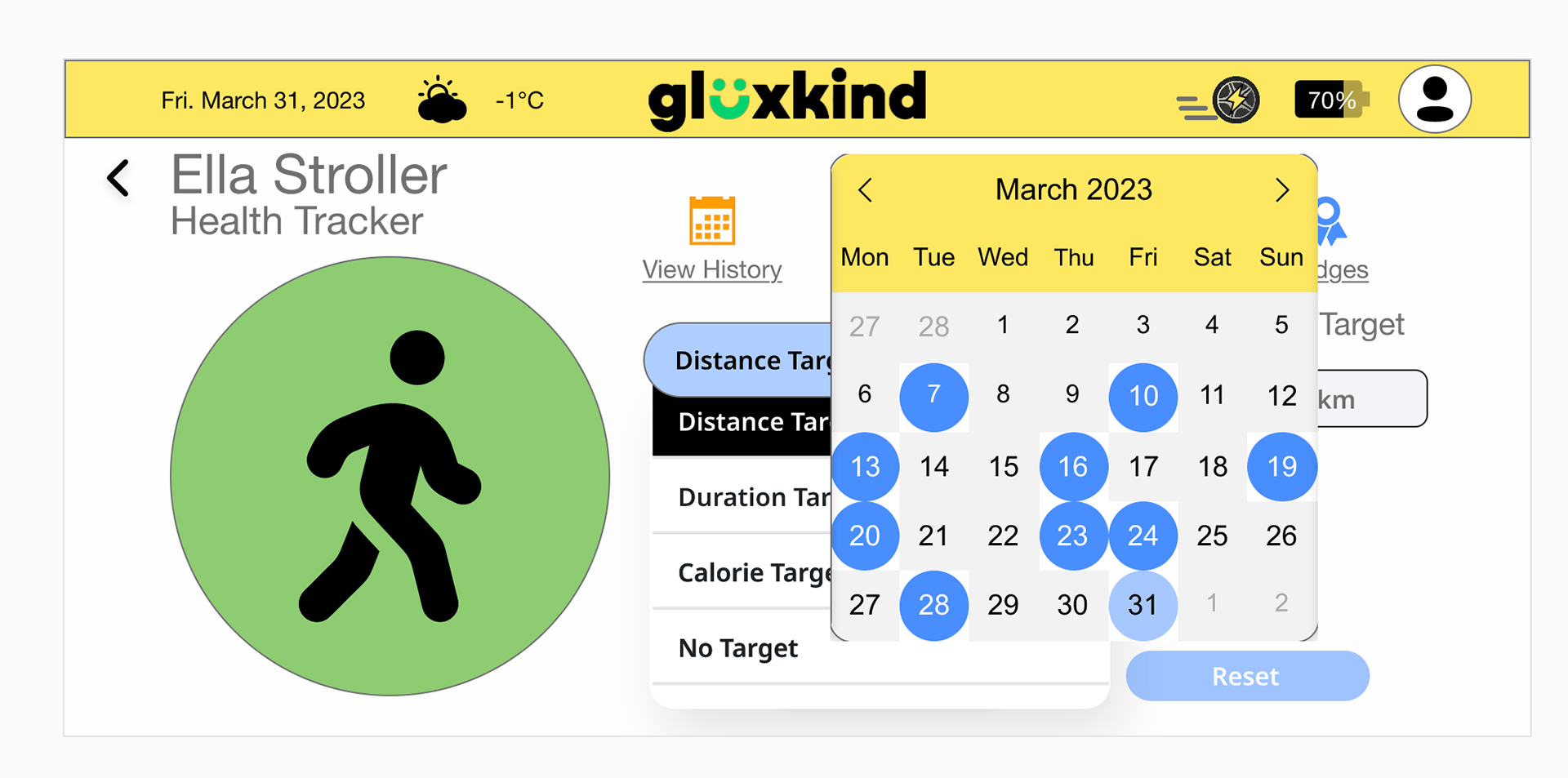 In this image is the health tracker app where it shows the recorded times they were using the health tracker.