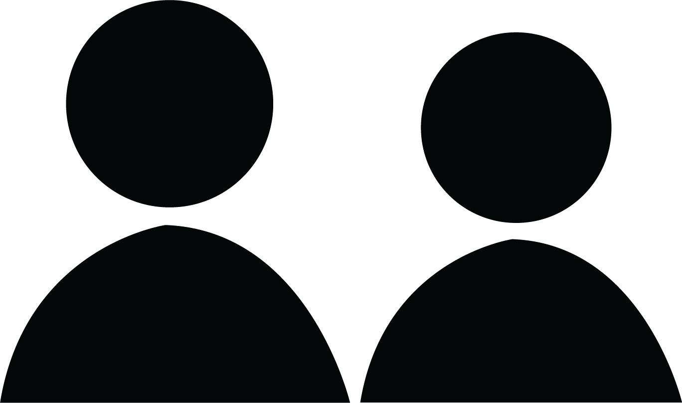 Vector images of 2 people's silouhettes .