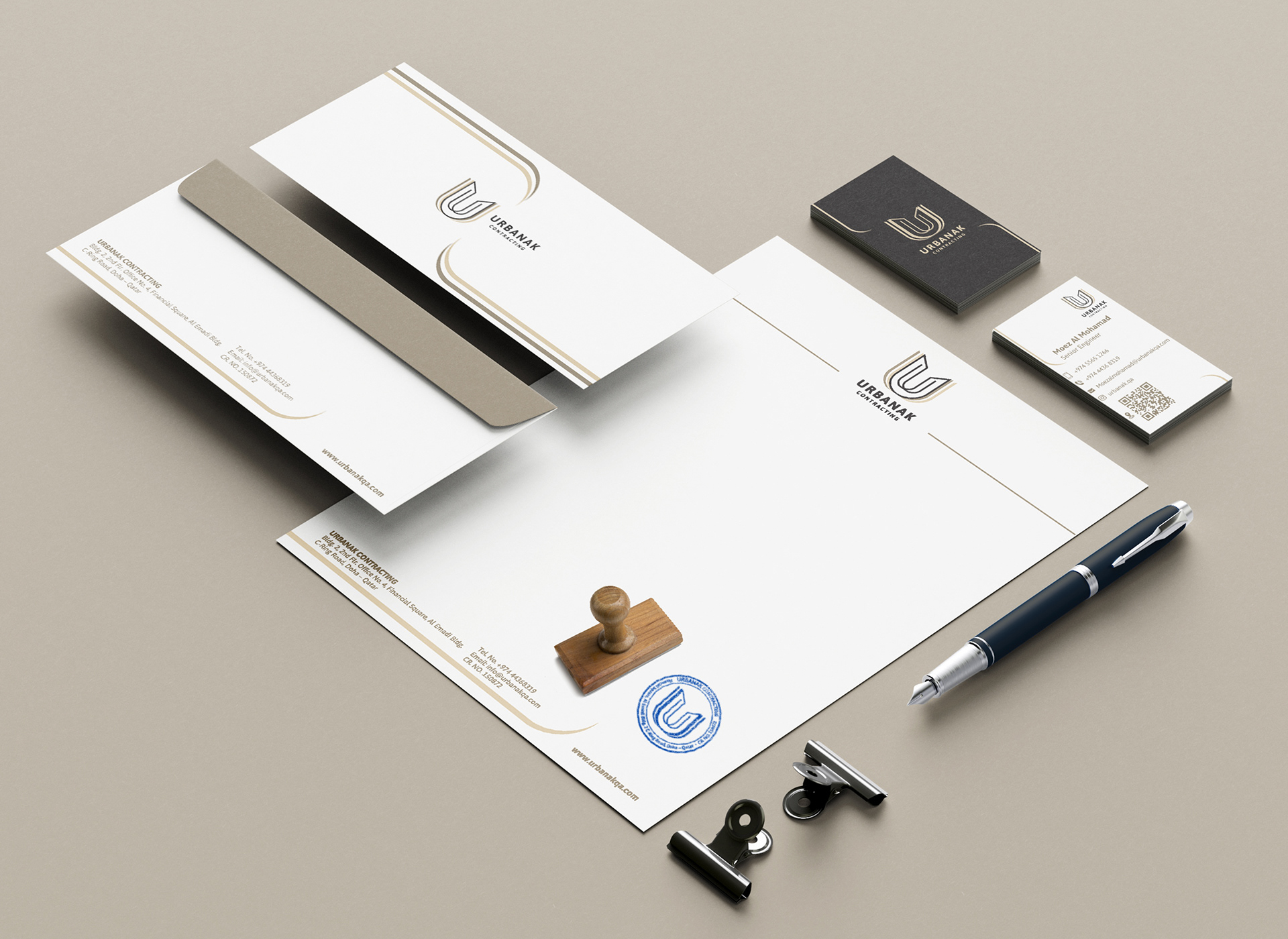 Envelopes, Letterhead & business cards for a contracting company in Doha, Qatar