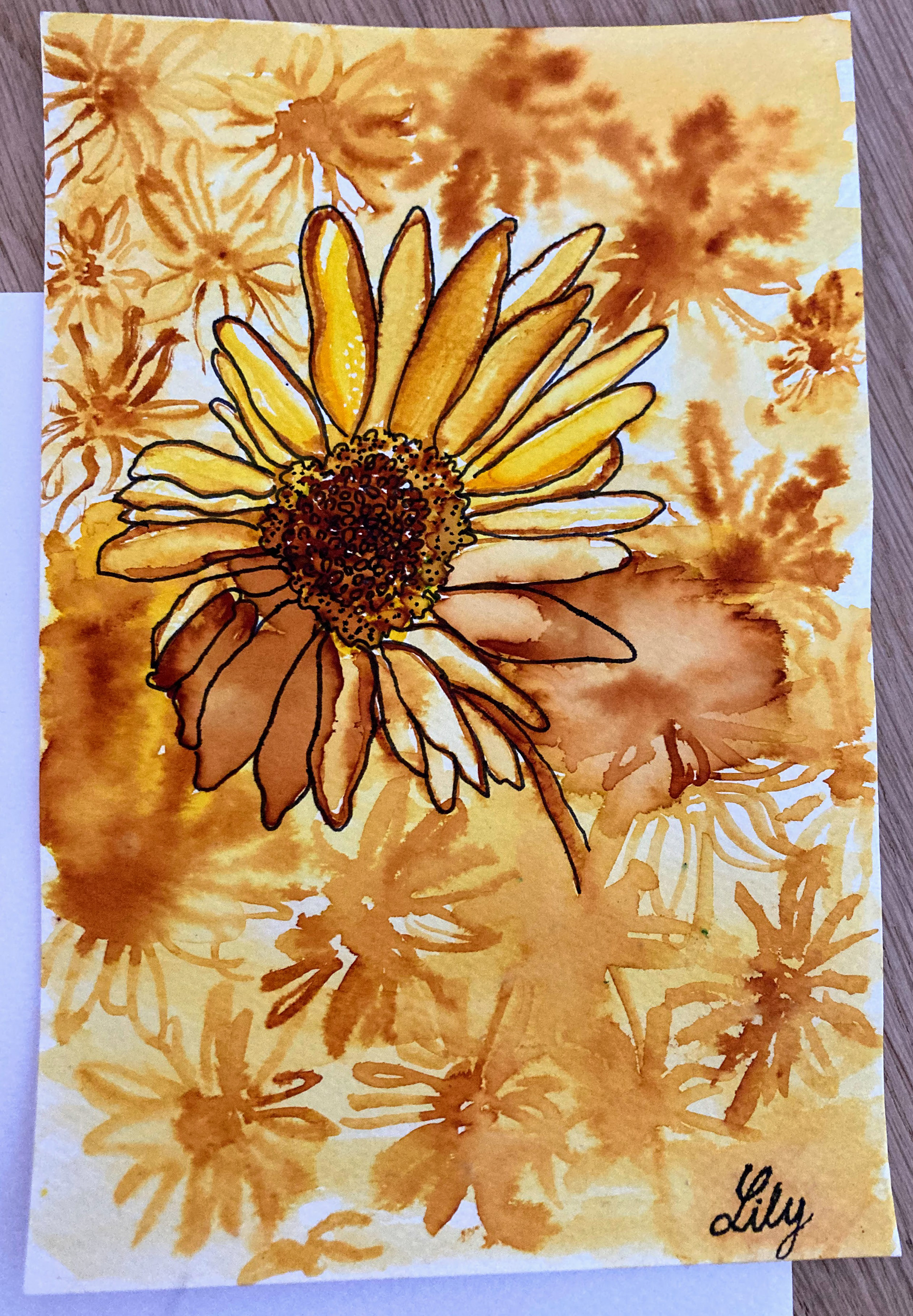 watercolor and fineliner