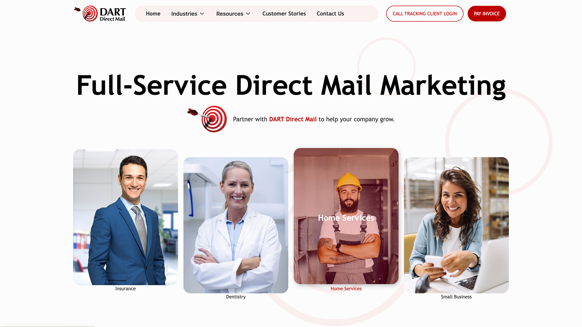 The After: Hero Image on Homepage-- Allows visitors to immediately choose their industry of interest