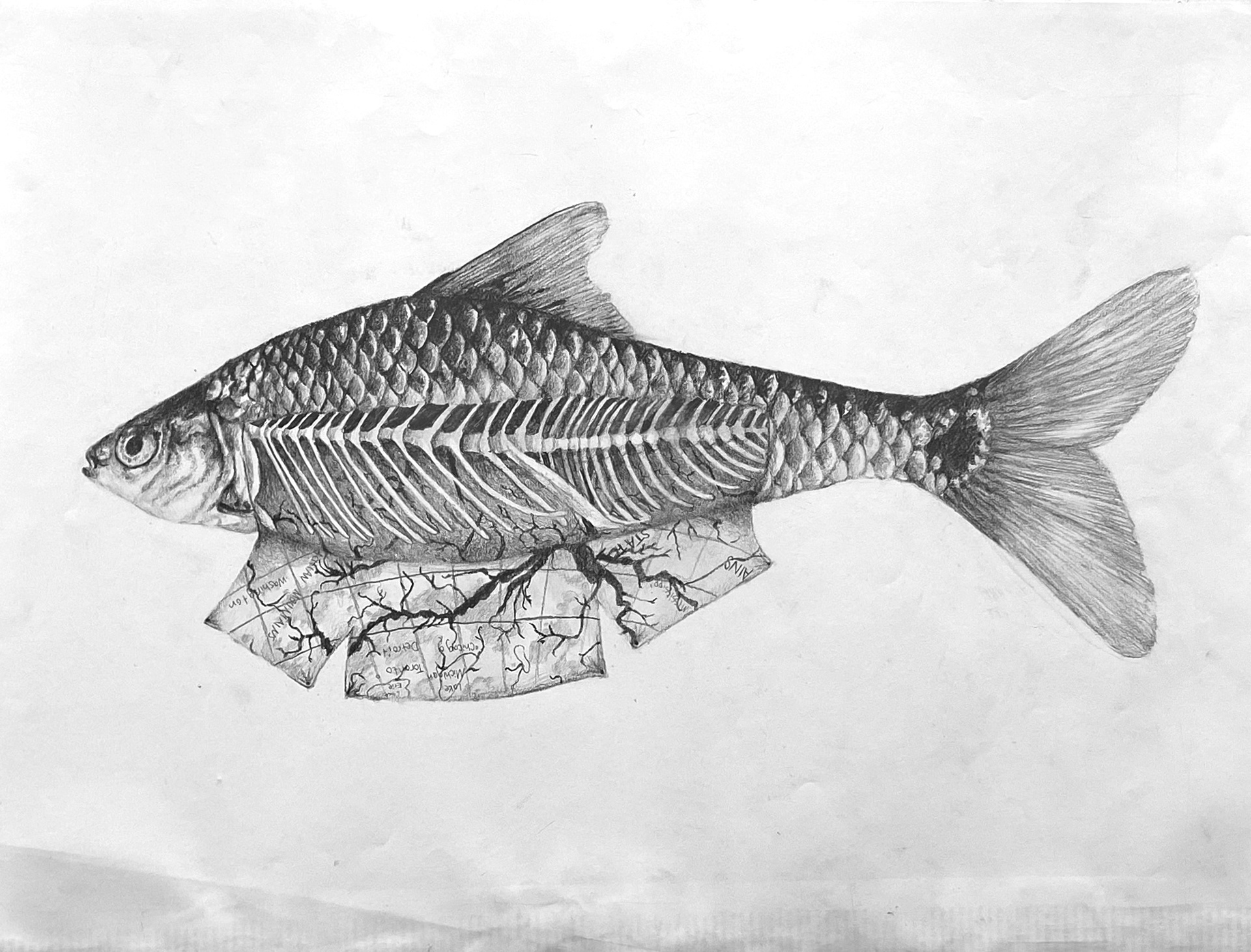 Everywhere I’ve Lived Lives Here (3/5), 2024 Graphite on paper, 12“x24“