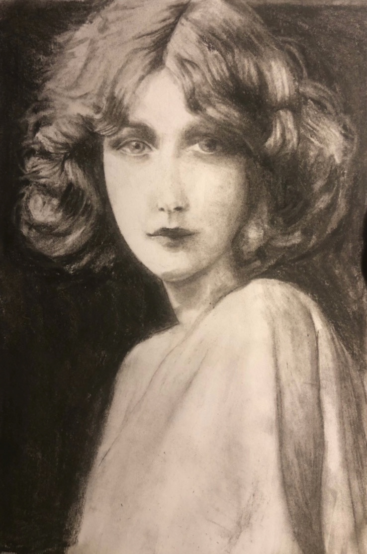 Charcoal Girl, 2023 Charcoal on paper, 8.5“x11“