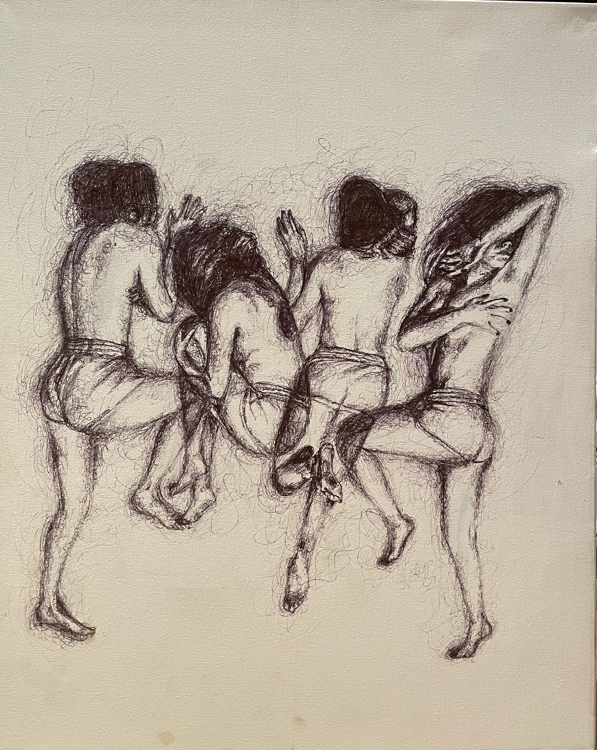 Untitled Self-portrait, 2022 Pen on canvas, 12“x24“