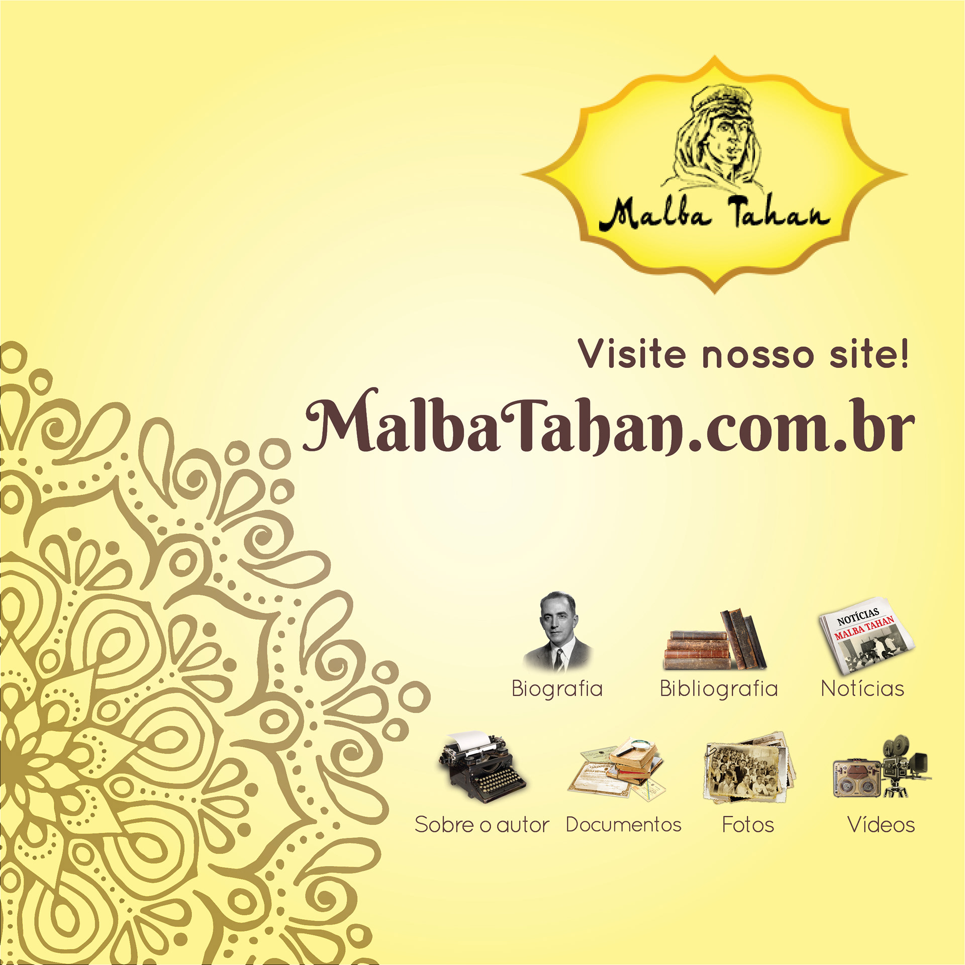 Post para facebook de Malba Tahan, visite nosso site www.malbatahan.com.br, design de Marina Nunes Celestino, especialista de marketing