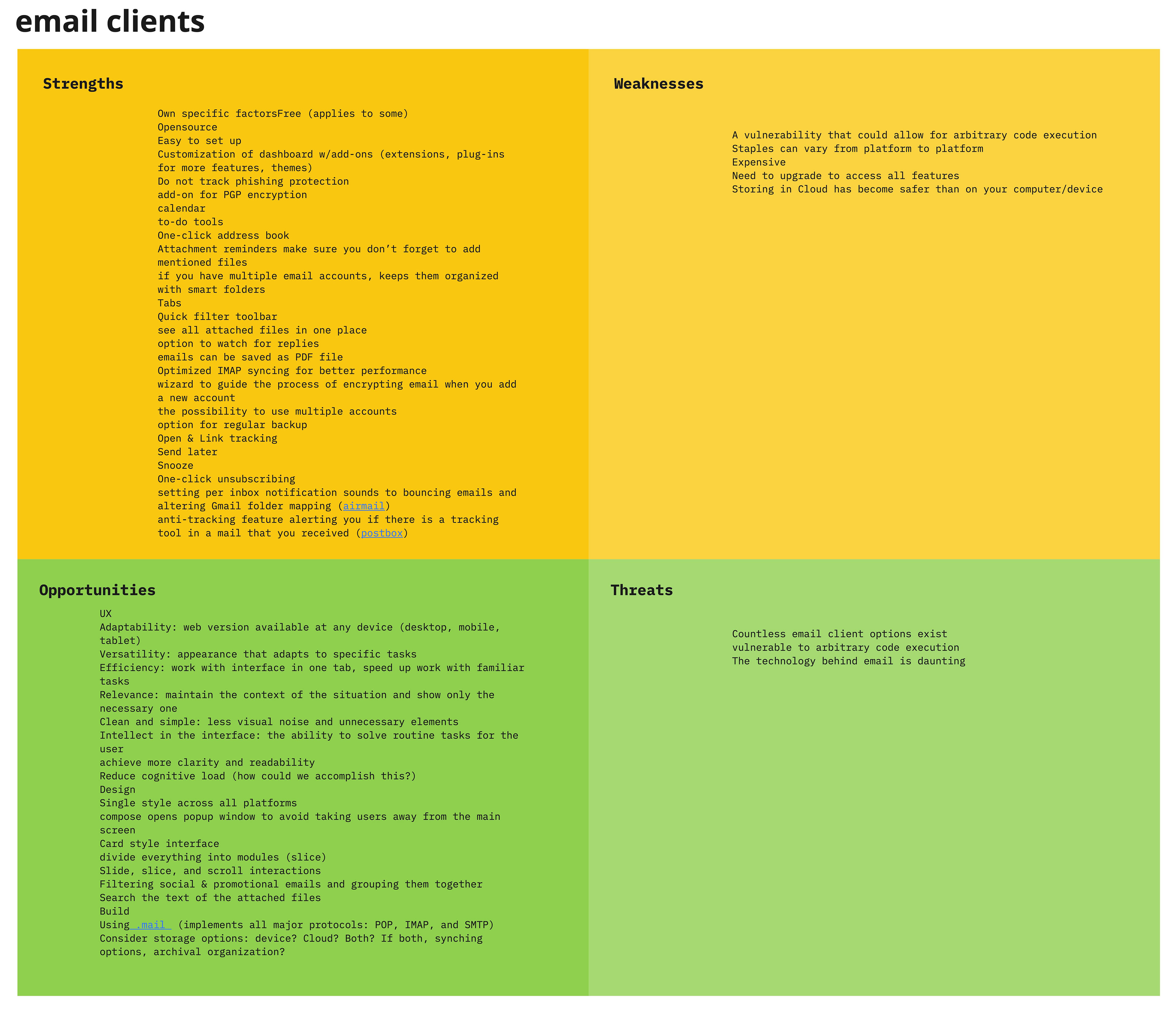 email client SWOT analysis