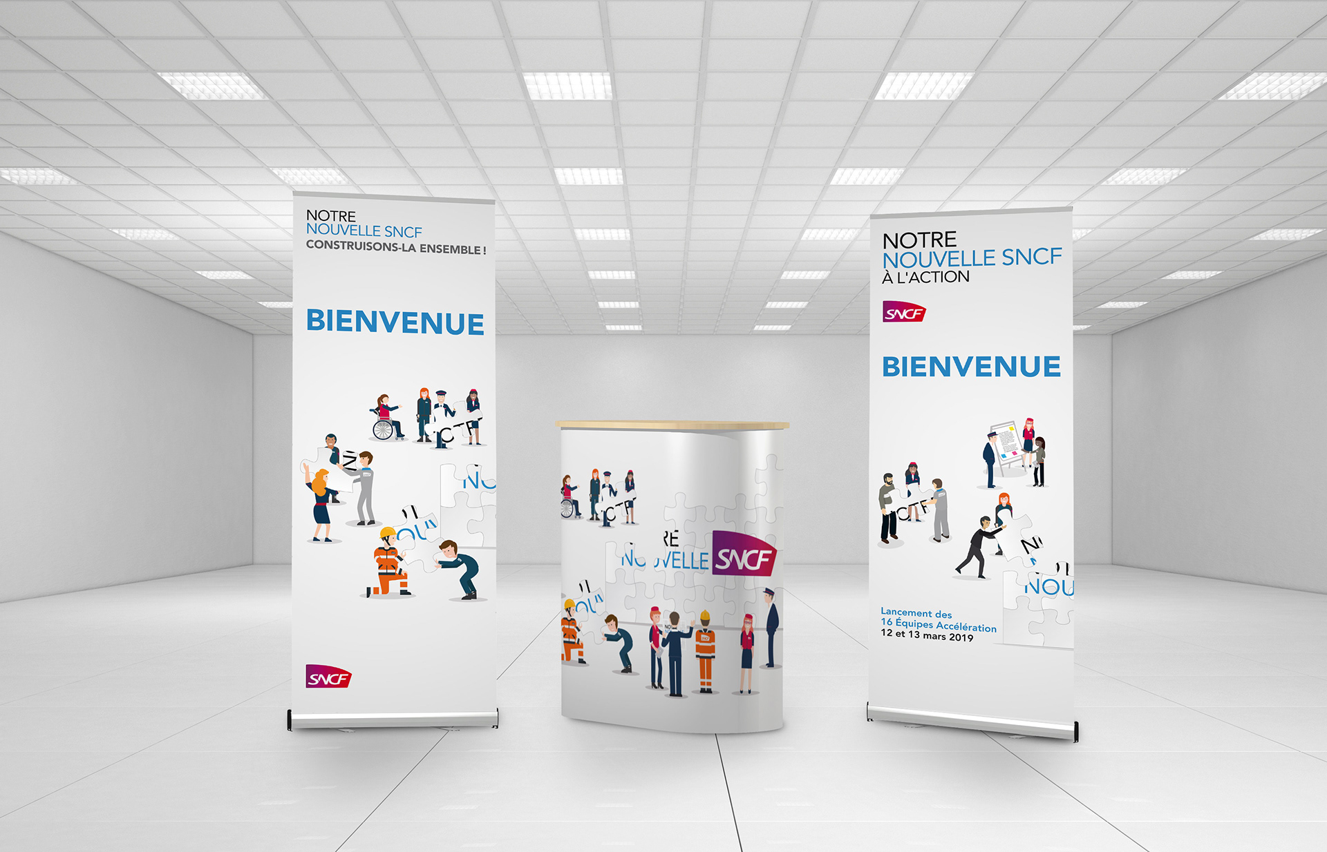 Création des illustations pour 2 événements, Kakémonos, comptoir…