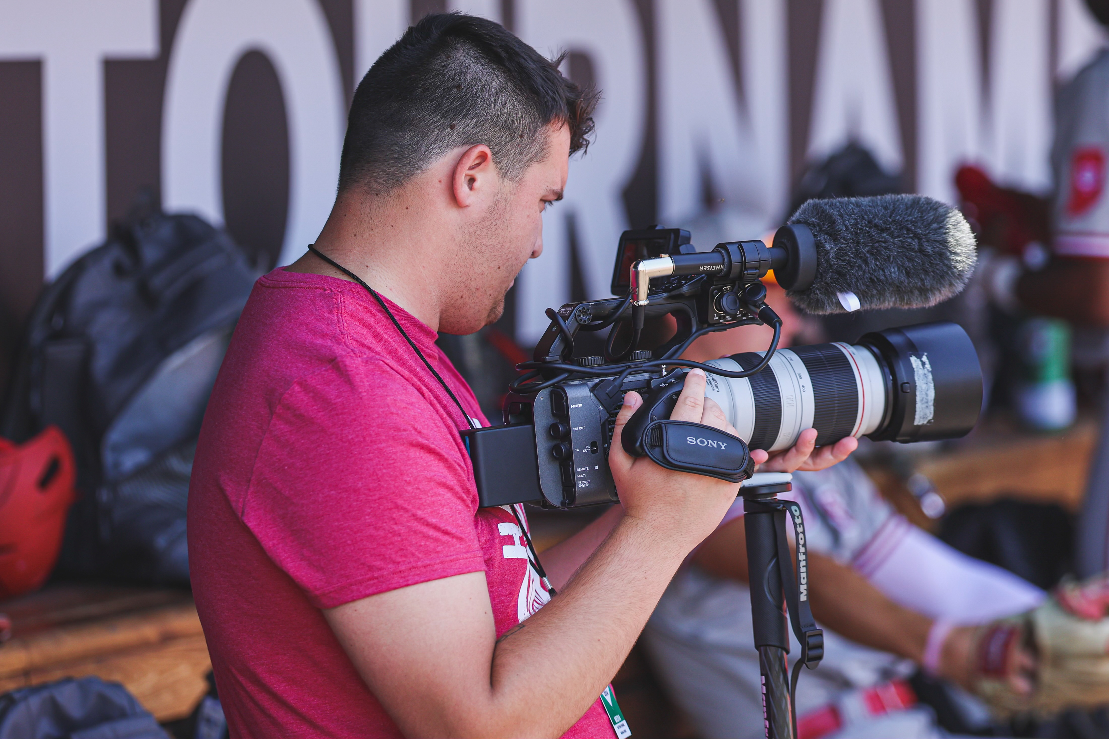 Nathan Shawl at the Big Ten Baseball Tournament Filming Pregame.
