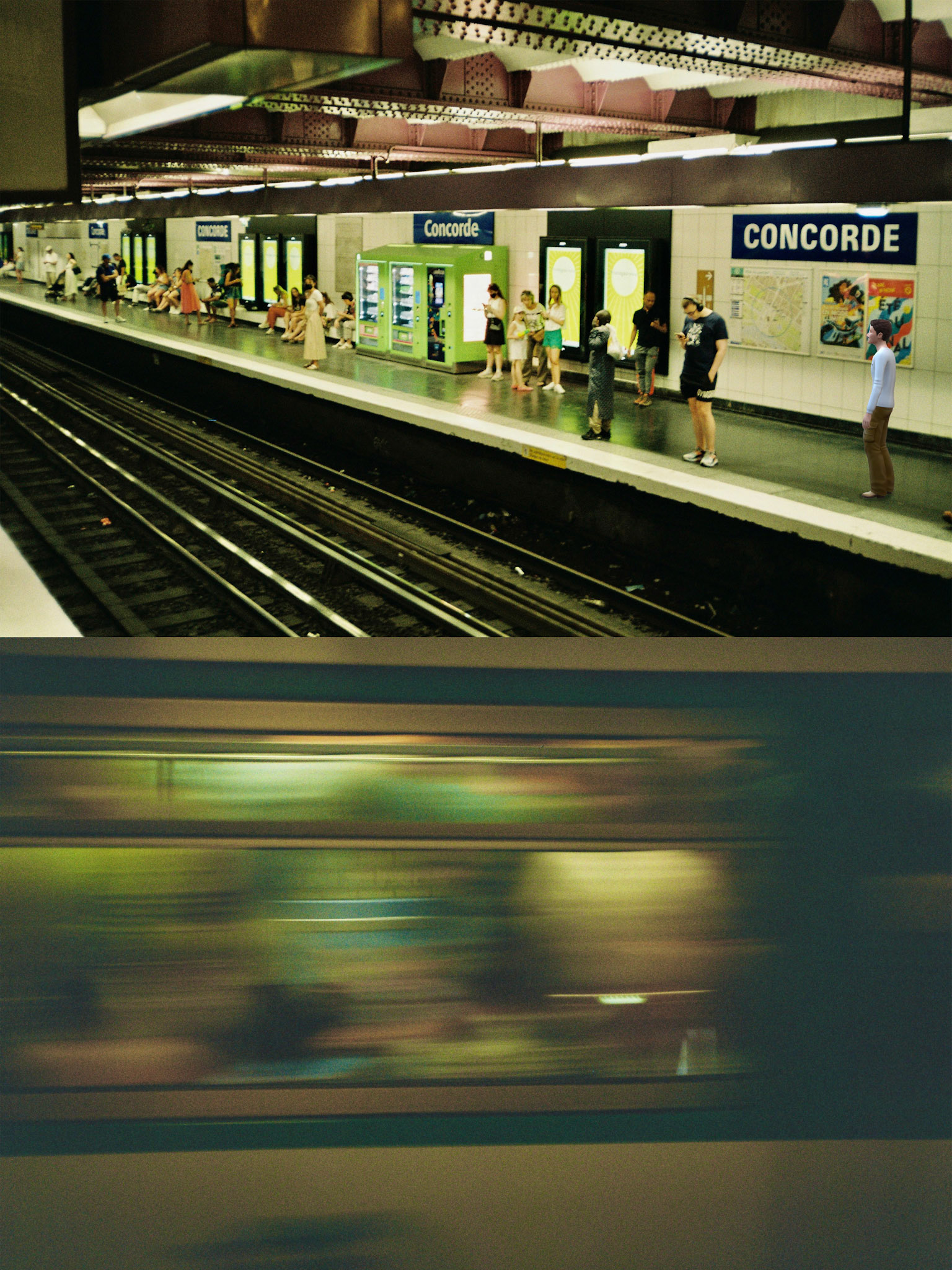 baby in paris,, film photograph and digital collage, 2022