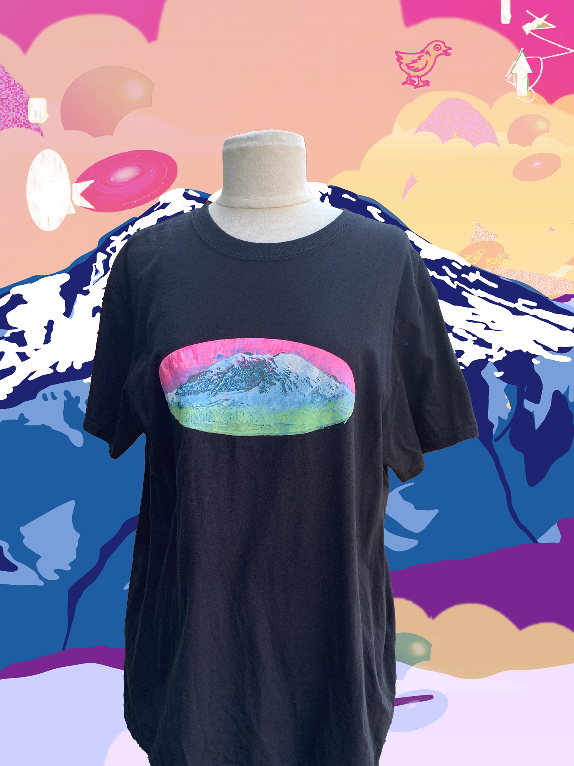 Mt. Tahoma, multilayered, hand-screen printed, 2023