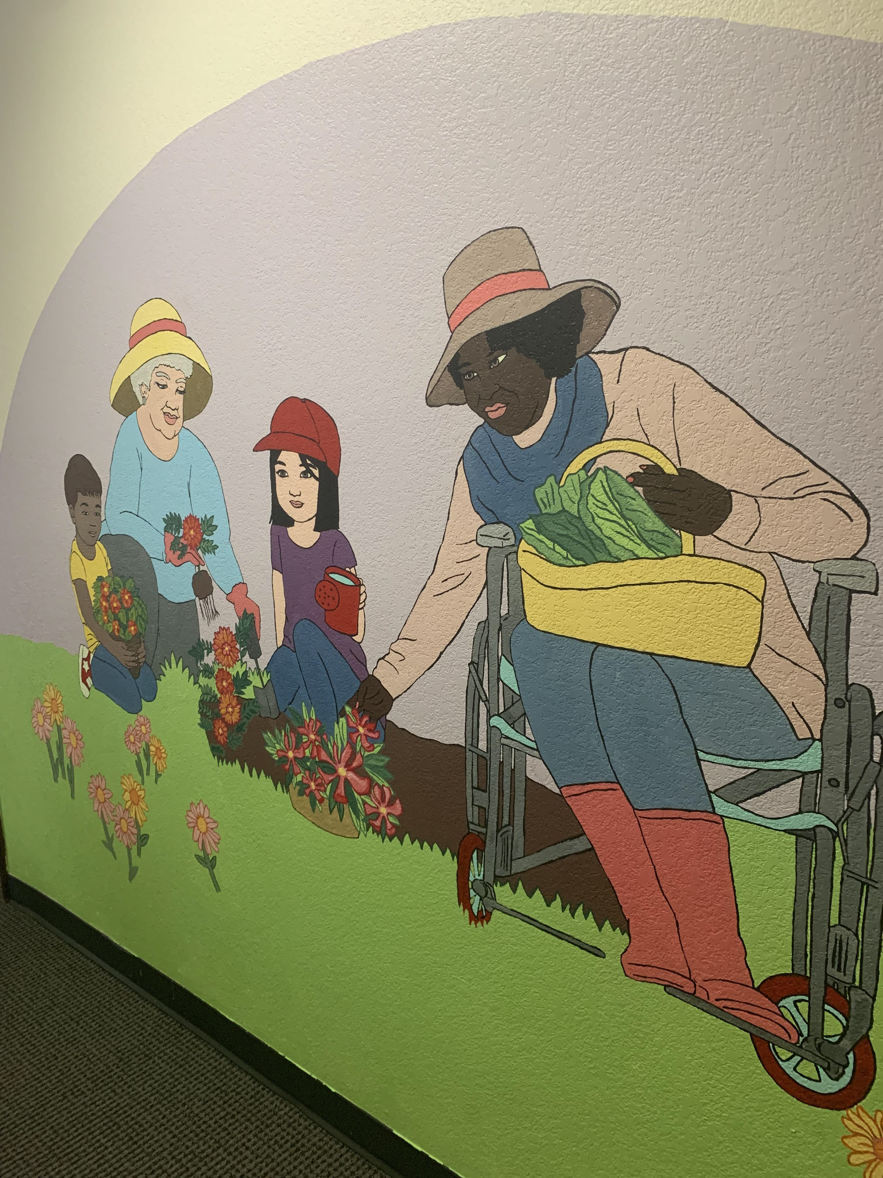 gardening group mural, 11'x7'
