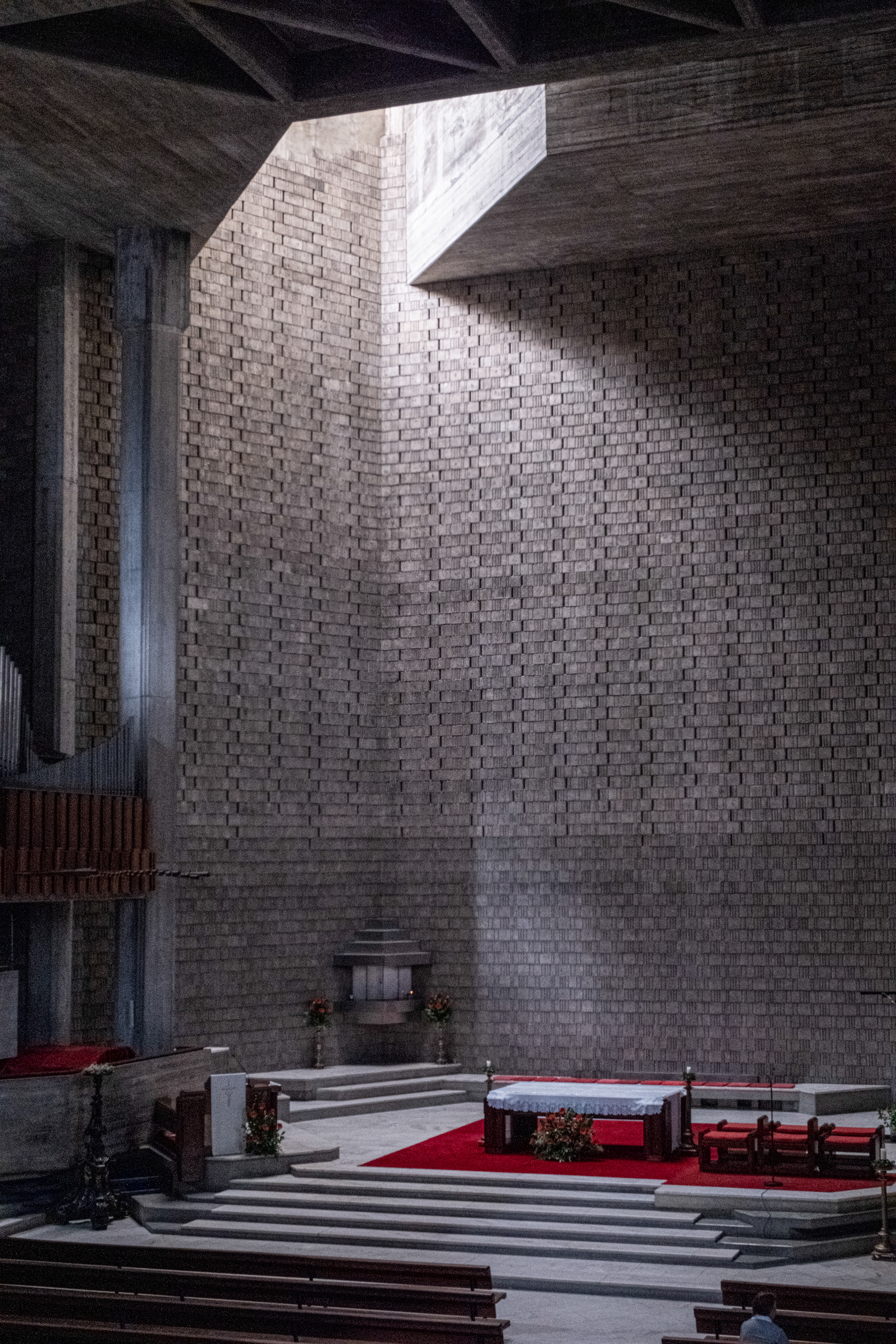 Inside a brutalist church