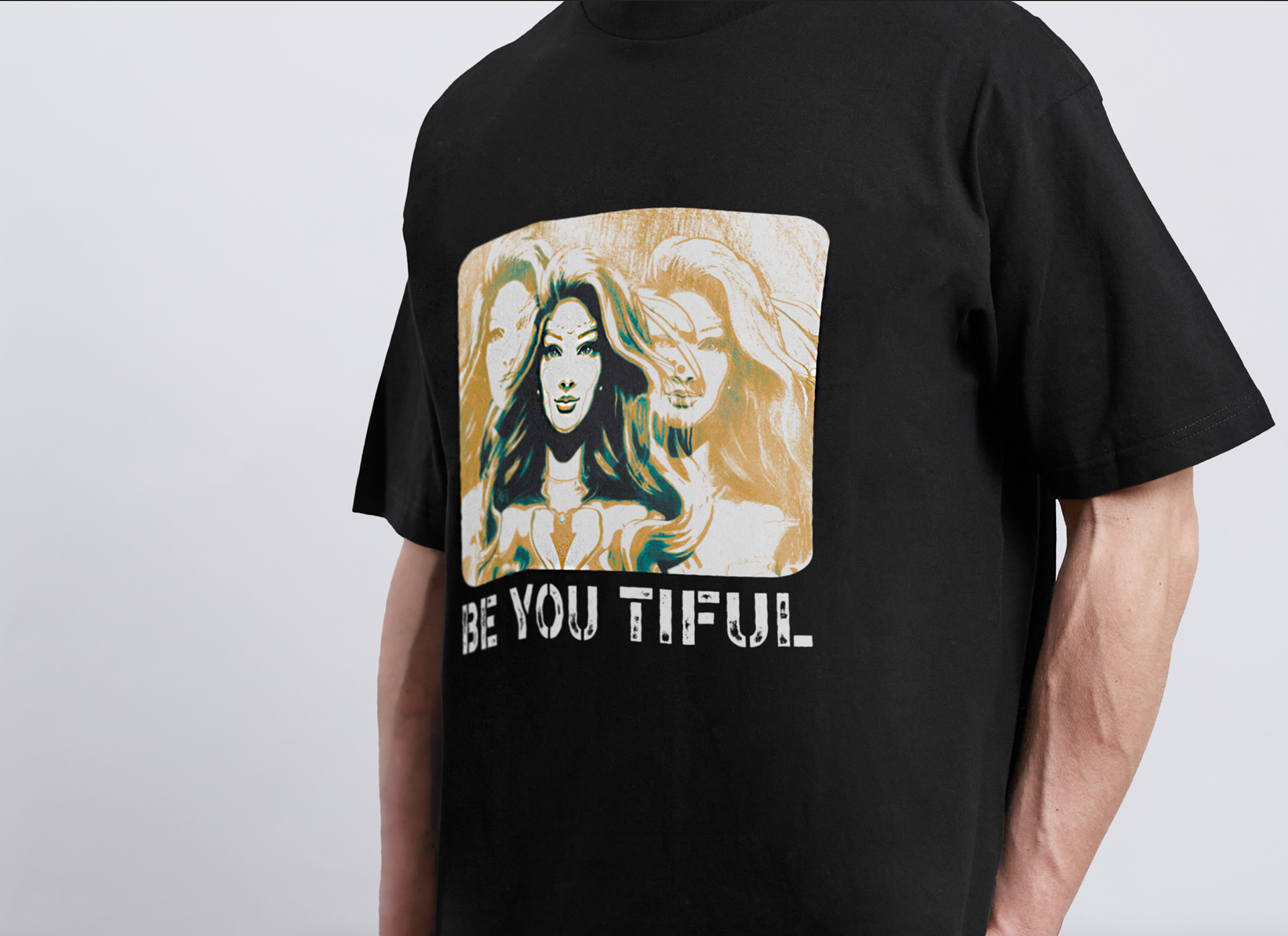 Be You tiful t-shirt screen print mockup April 2025