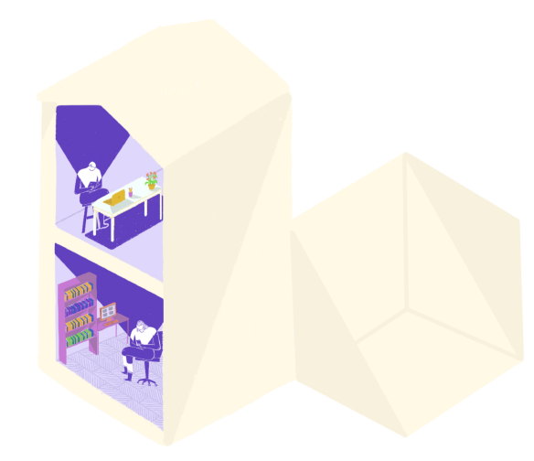 Layout, colour, and form of people and houses concept 1