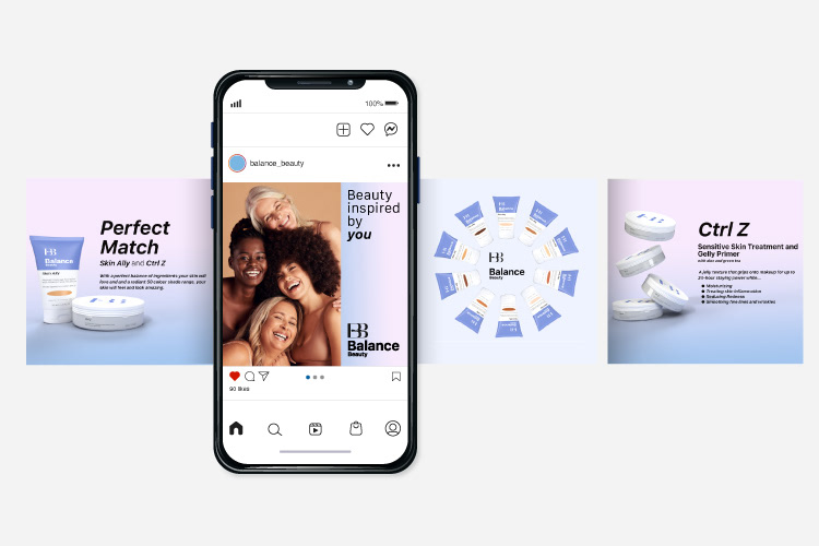 Brand Identity for Balance Beauty: Social Media Marketing Asset Design