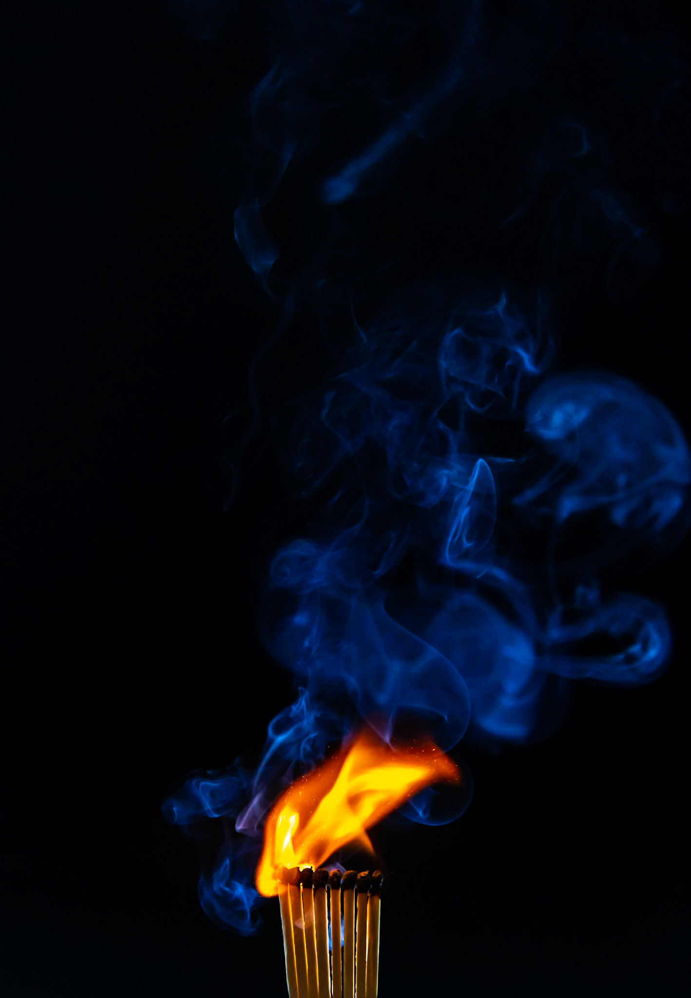 match, matches, smoke, black background and flame