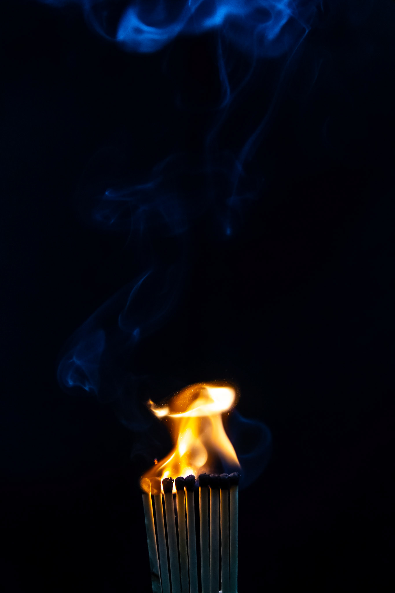 match, matches, smoke, black background and flame
