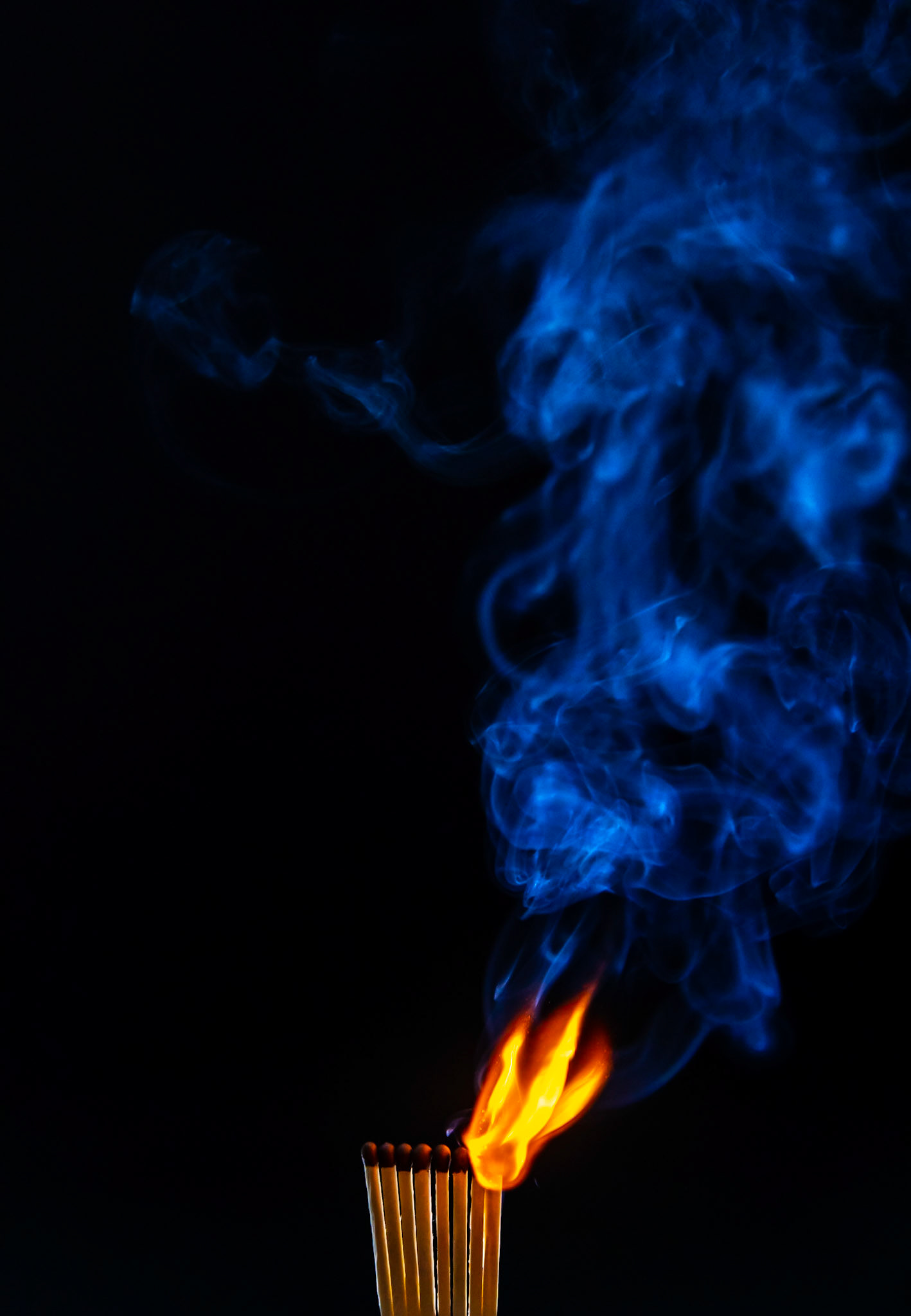match, matches, smoke, black background and flame