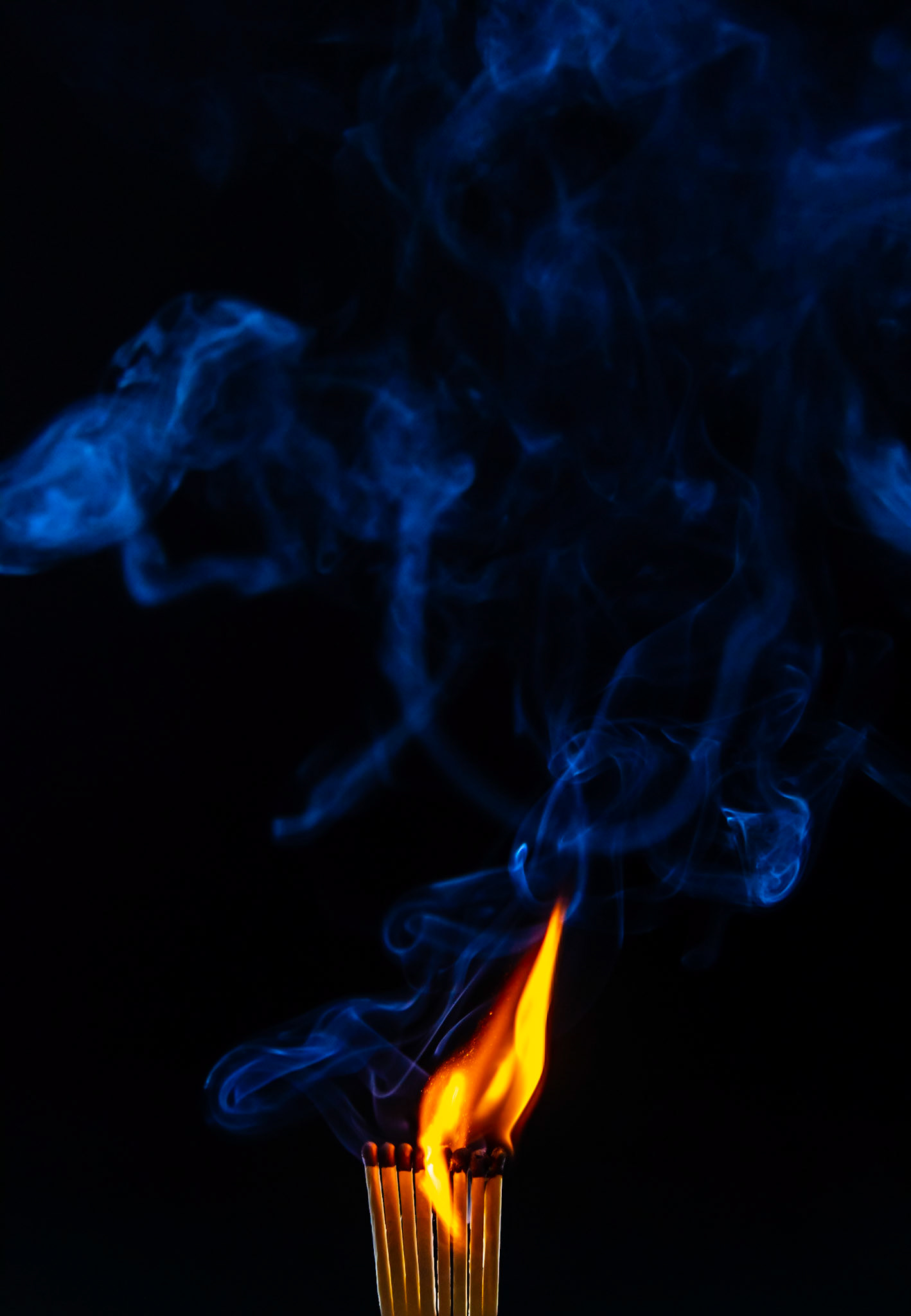 match, matches, smoke, black background and flame