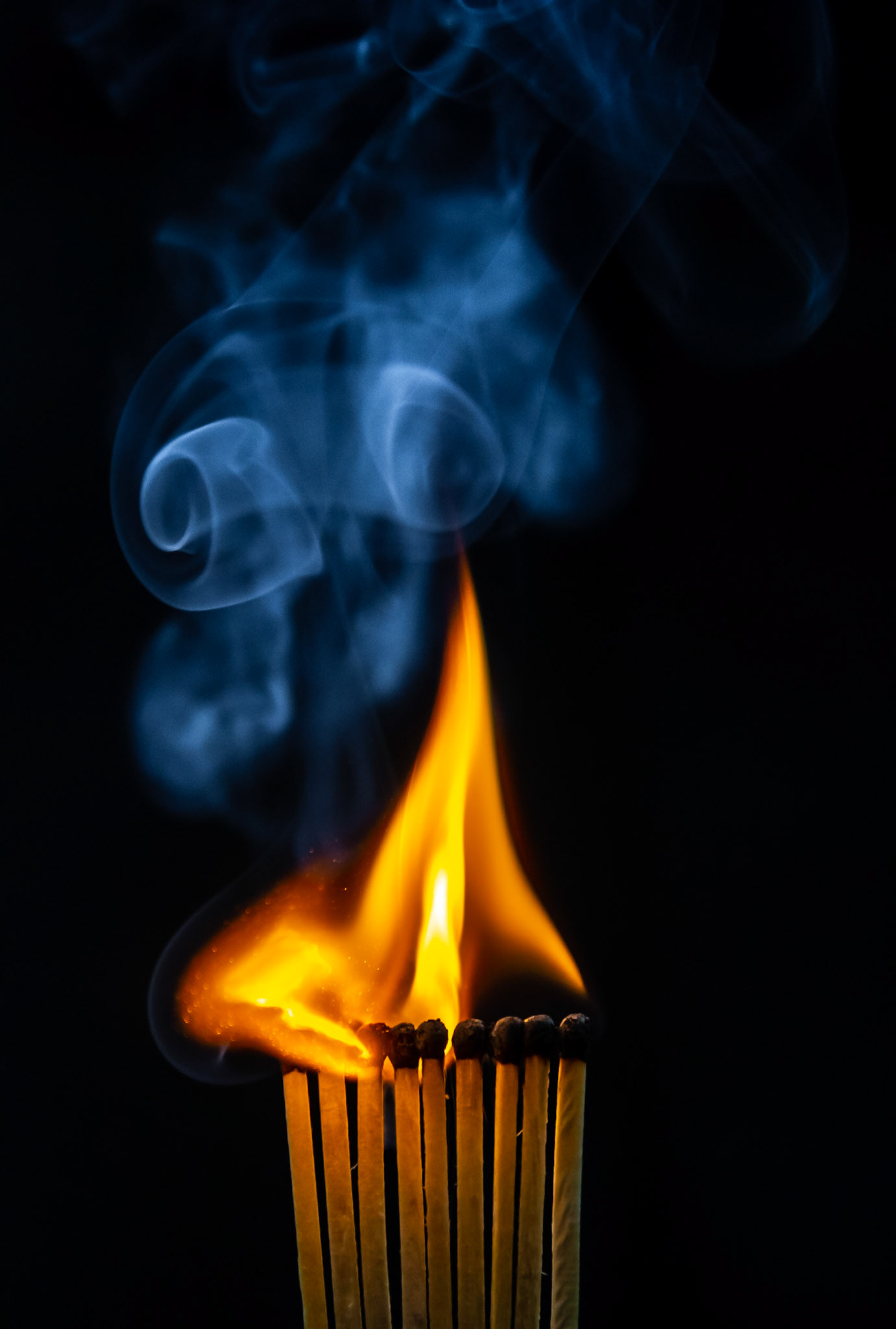 match, matches, smoke, black background and flame