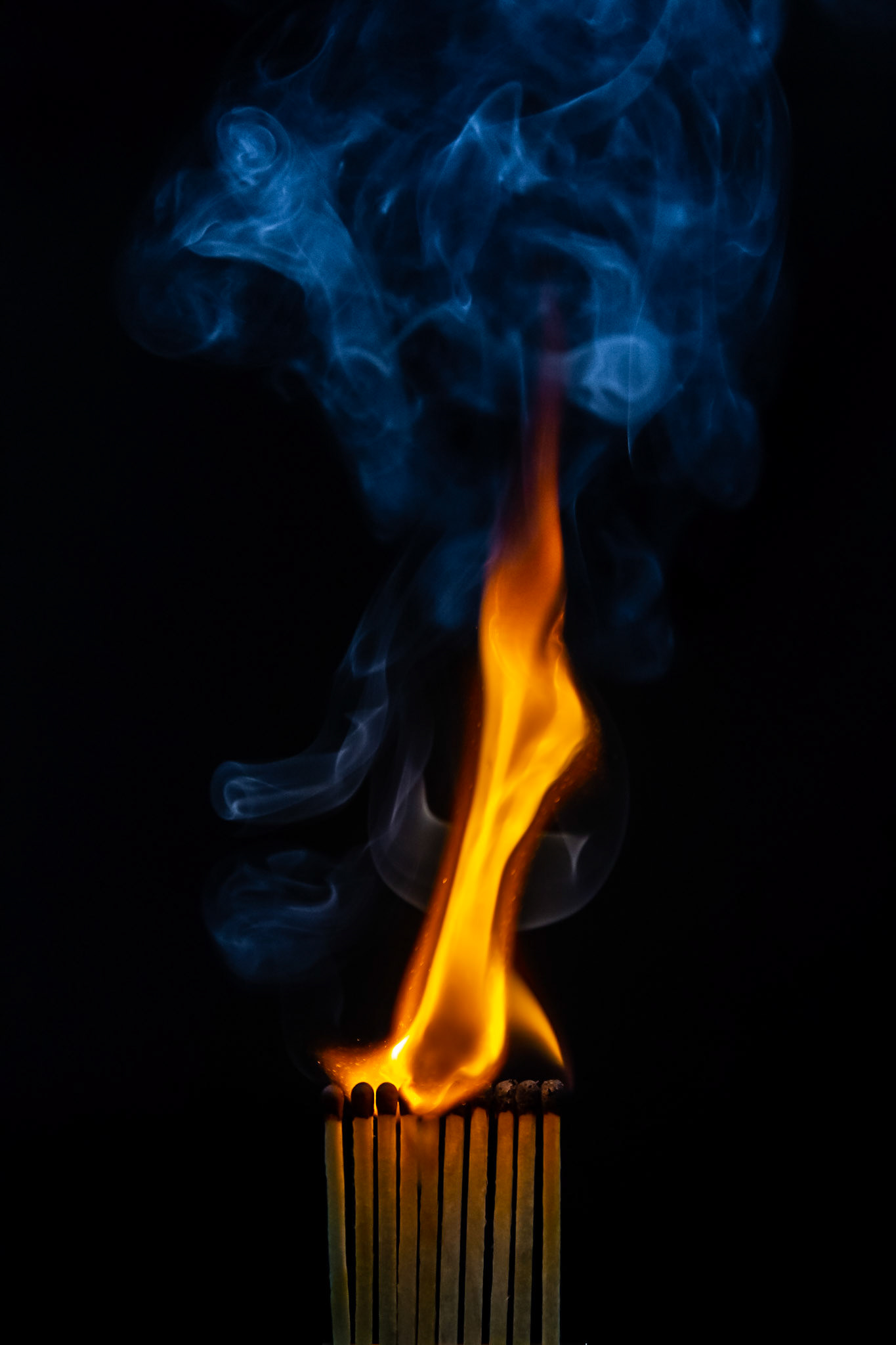 match, matches, smoke, black background and flame