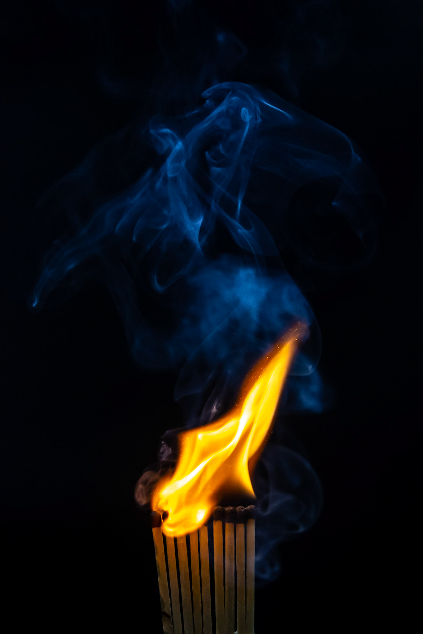 match, matches, smoke, black background and flame