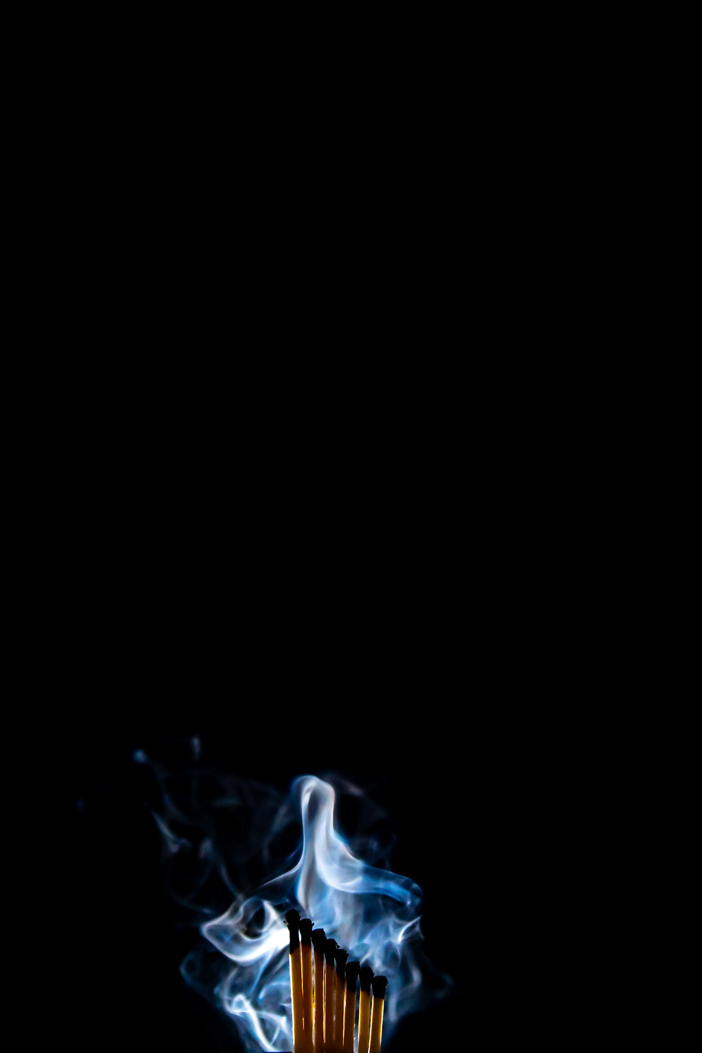match, matches, smoke, black background and flame, after fire