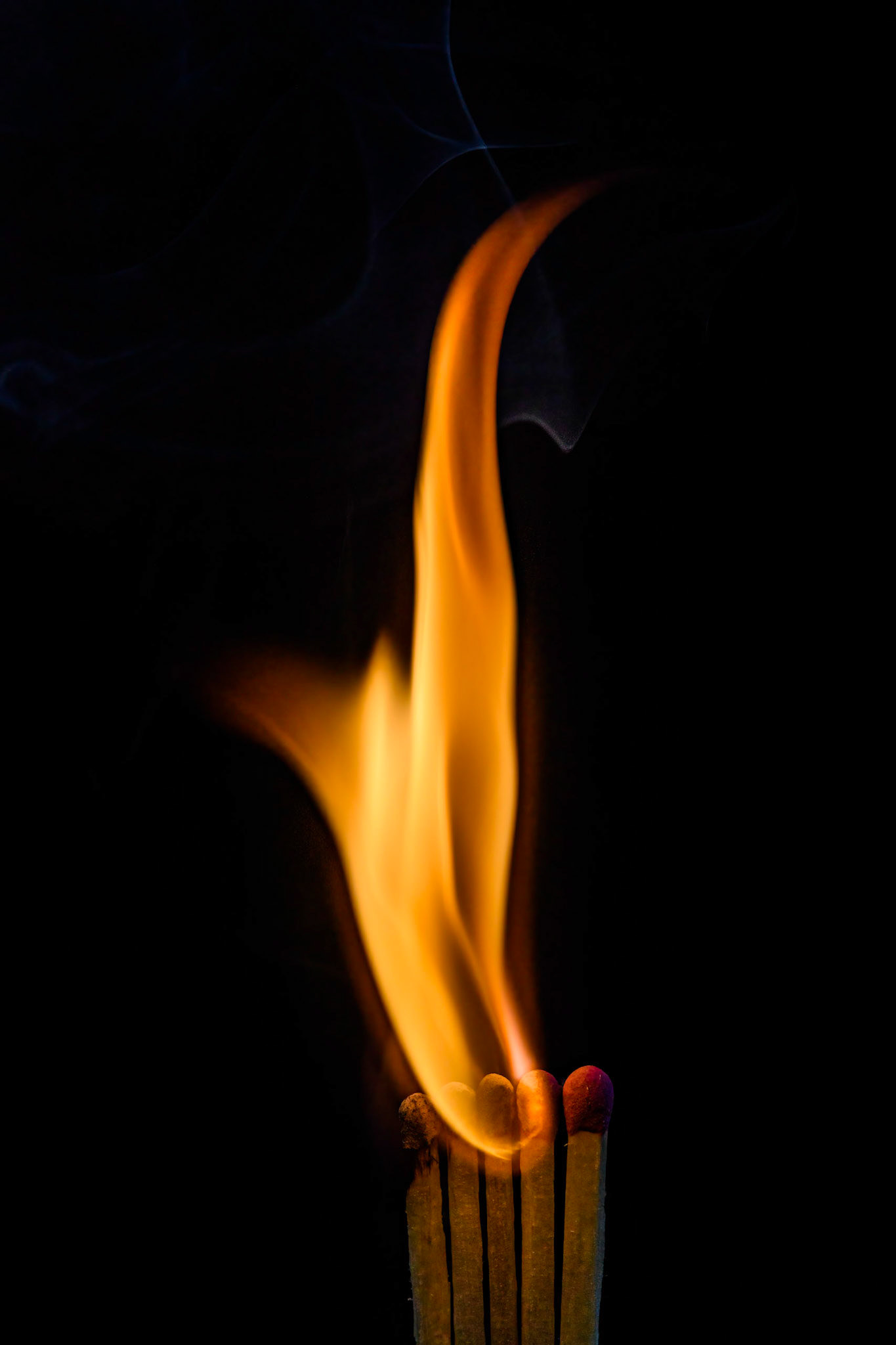 Matches, fire, smoke