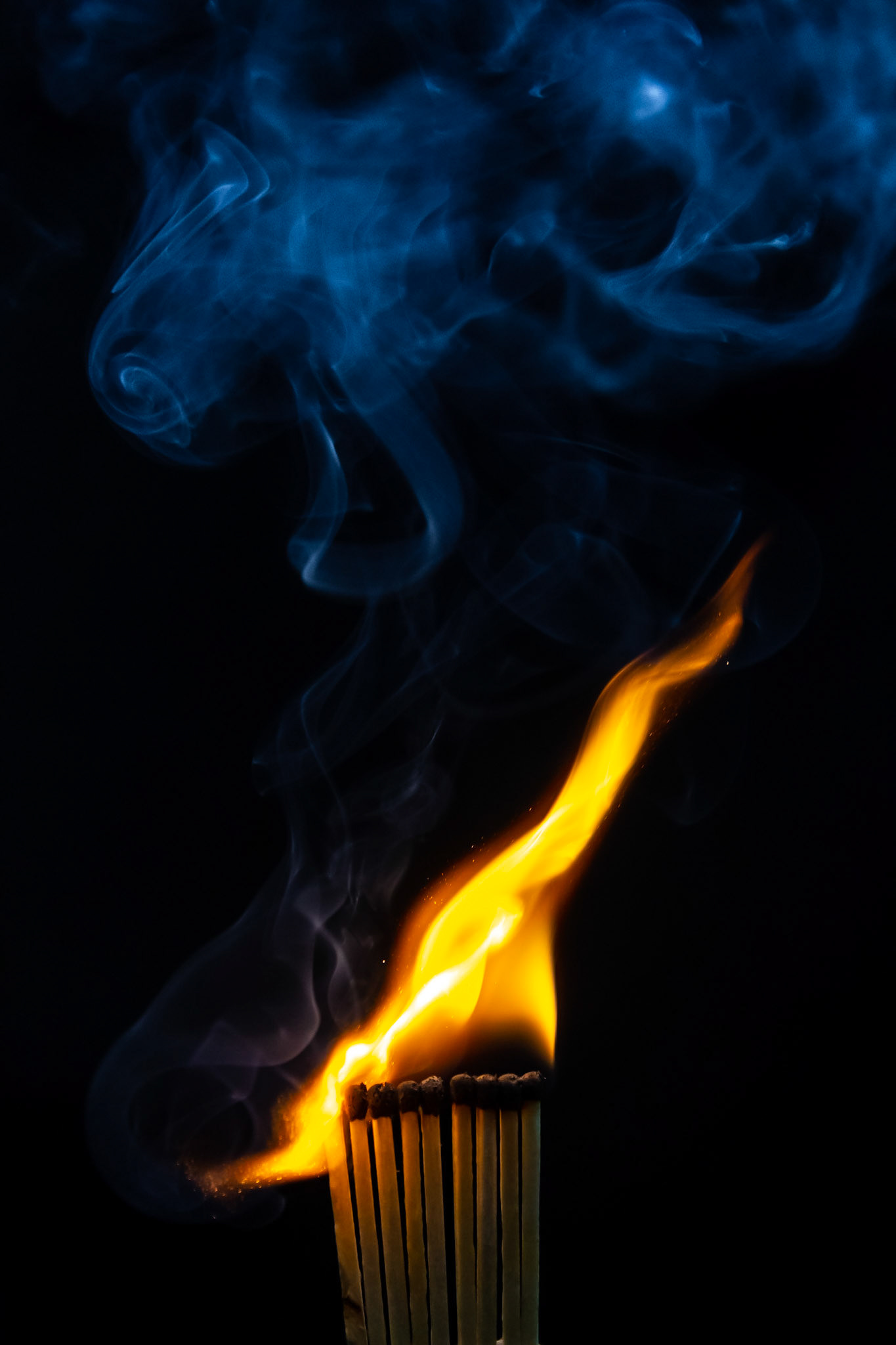 match, matches, smoke, black background and flame