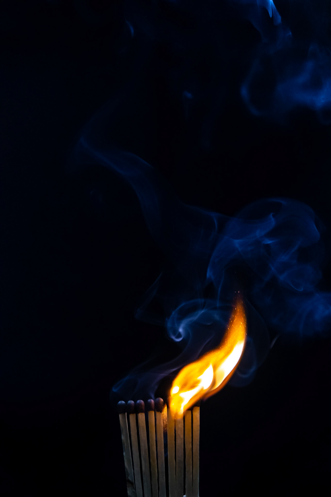 match, matches, smoke, black background and flame